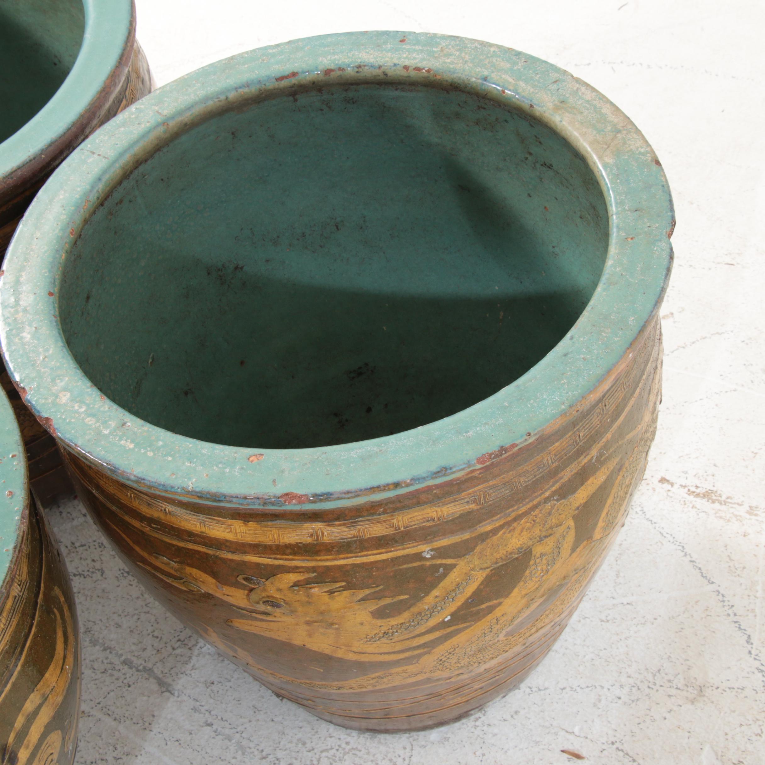 Chinese Dragon Egg Pot Earthenware Jardinières