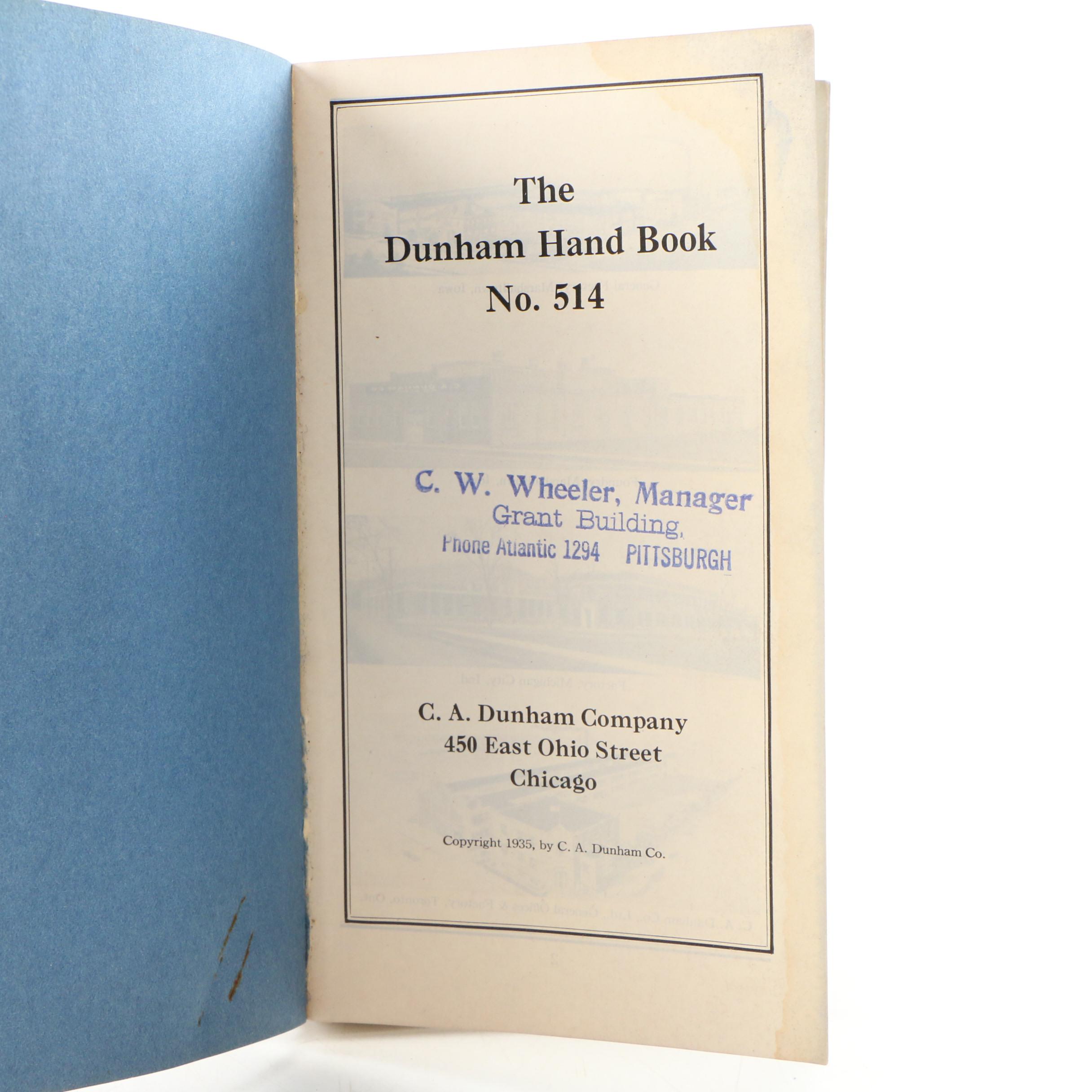 1935 "The Dunham Handbook No. 514" and Other Machinist Manuals