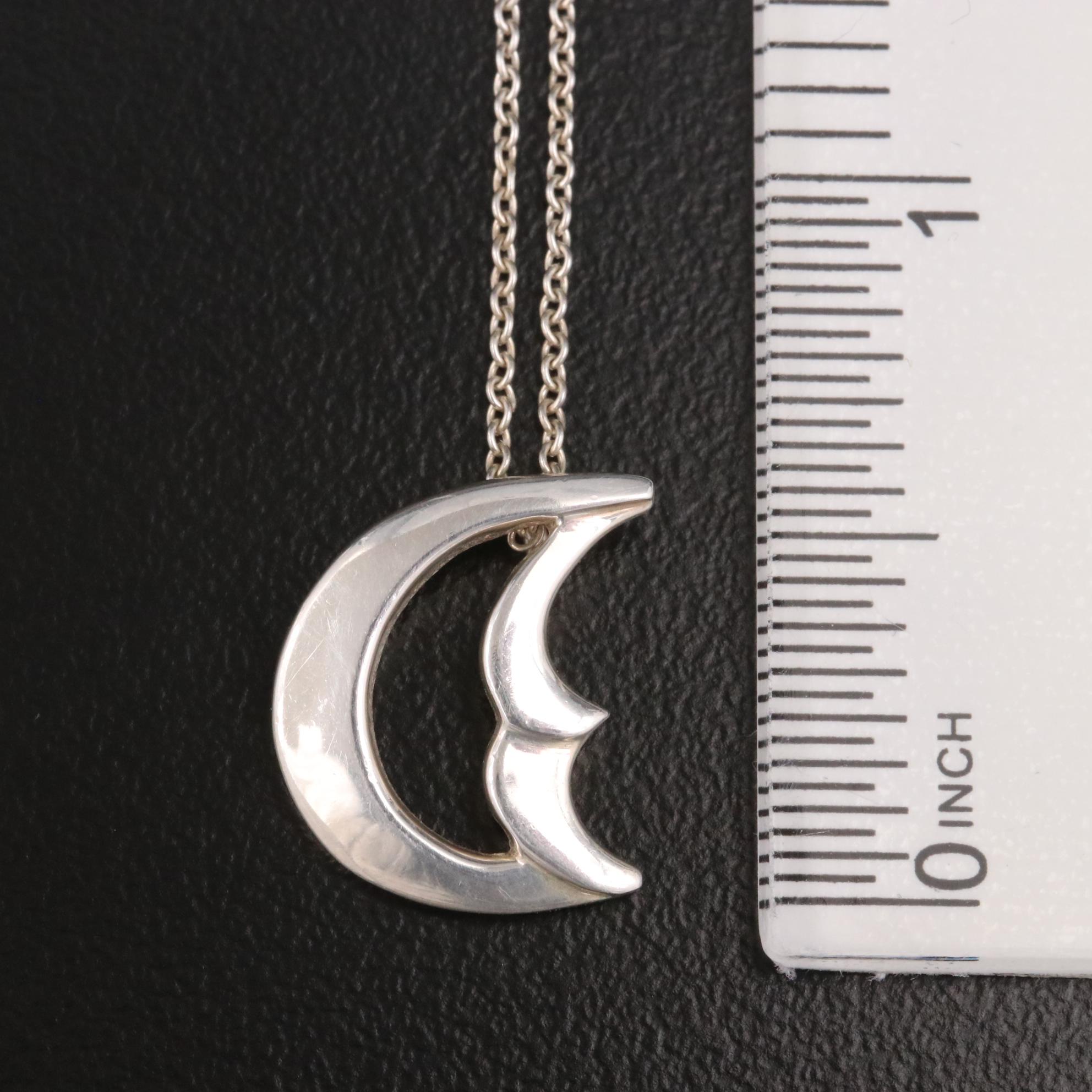 Paloma Picasso for Tiffany & Co. Sterling Crescent Moon Pendant Necklace
