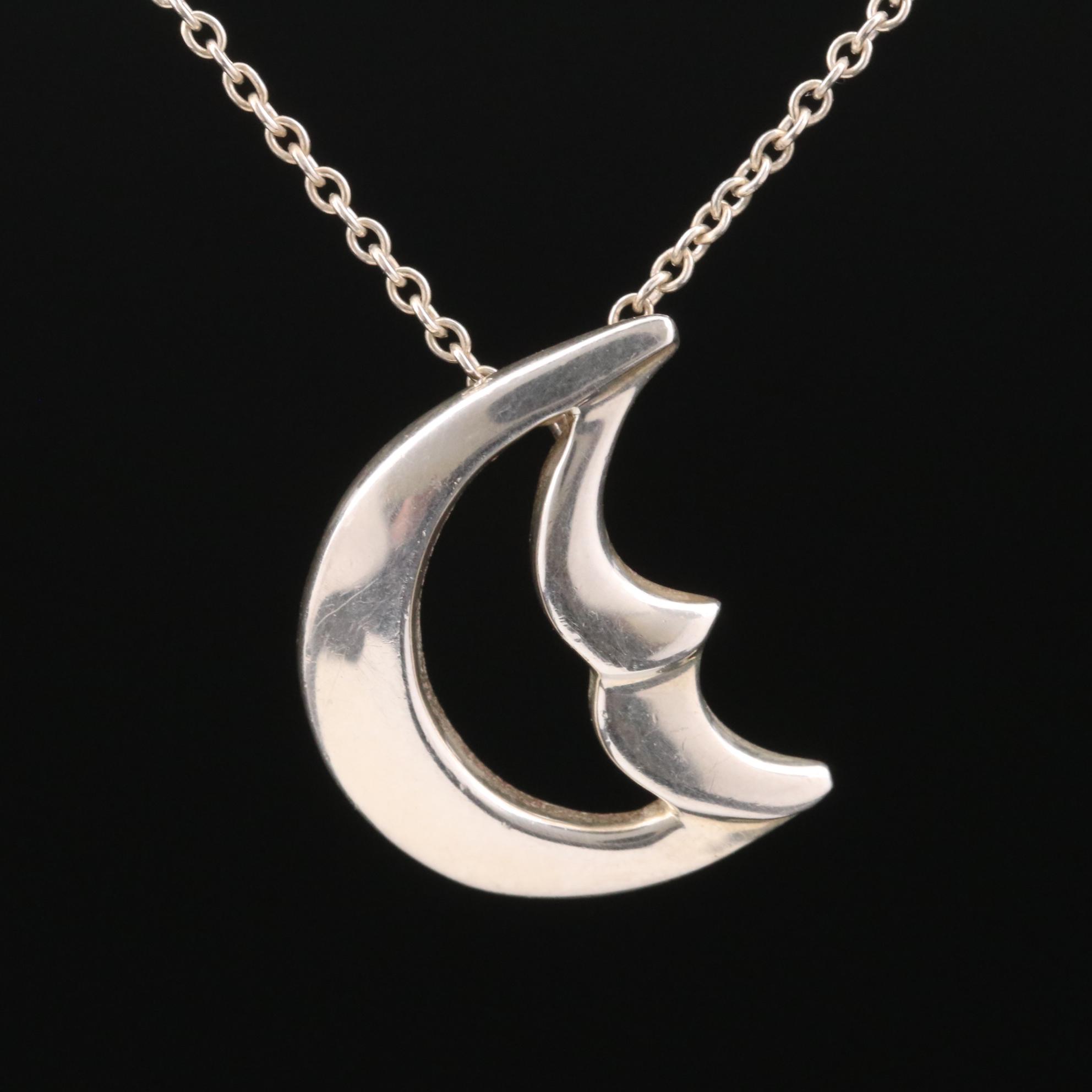 Paloma Picasso for Tiffany & Co. Sterling Crescent Moon Pendant Necklace