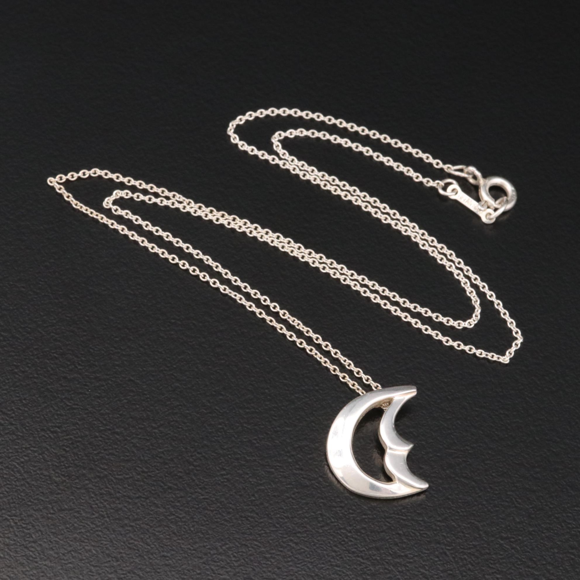 Paloma Picasso for Tiffany & Co. Sterling Crescent Moon Pendant Necklace