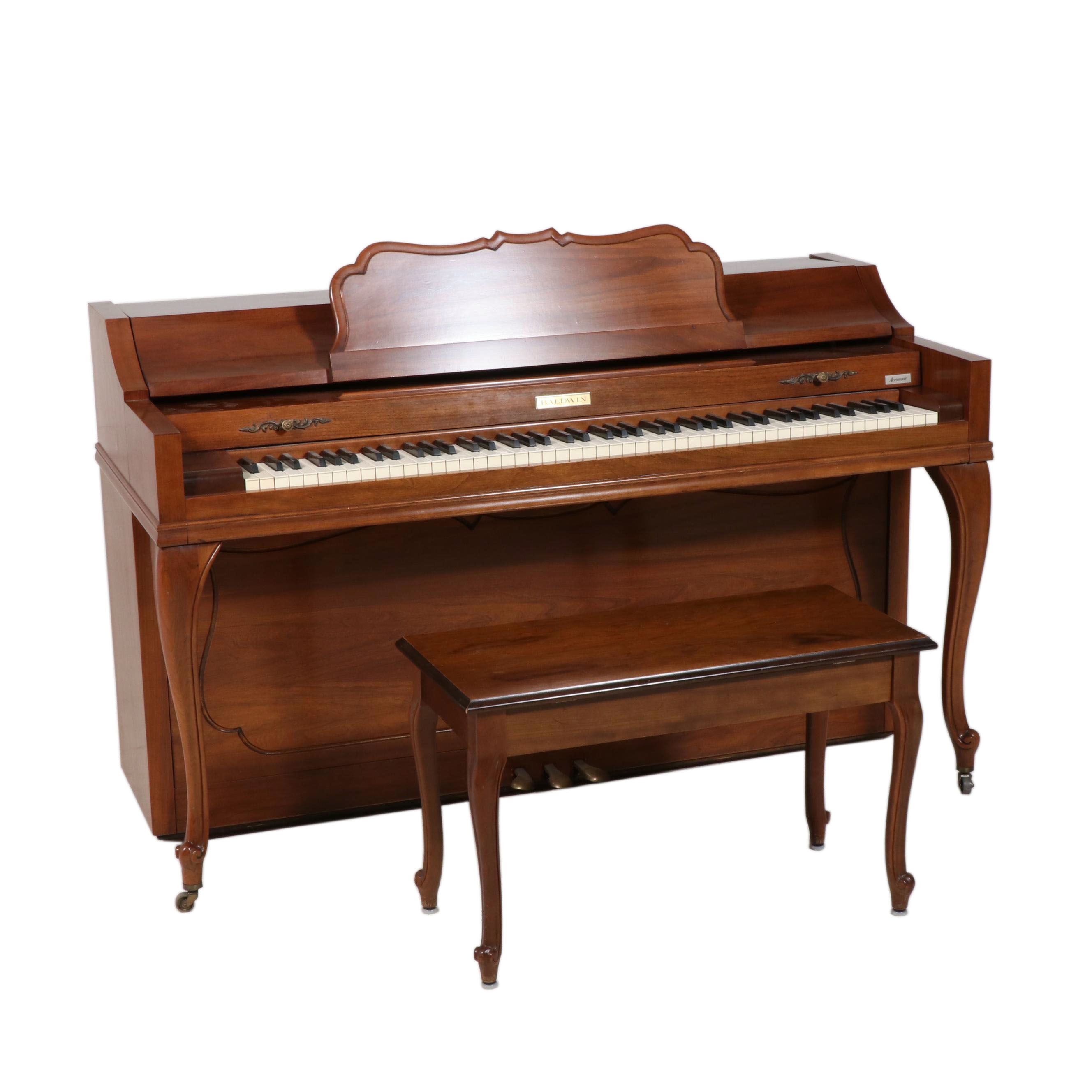 Baldwin Acrosonic Spinet Piano and Bench, Circa 1960s