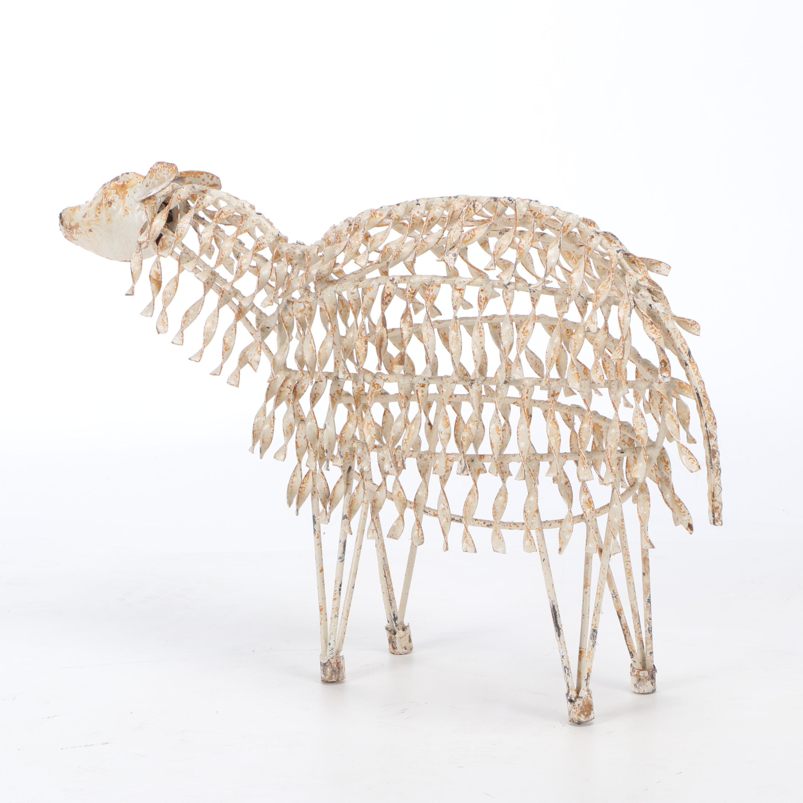 Pair of Mexican Folk Art Scrap Metal Sheep Sculptures