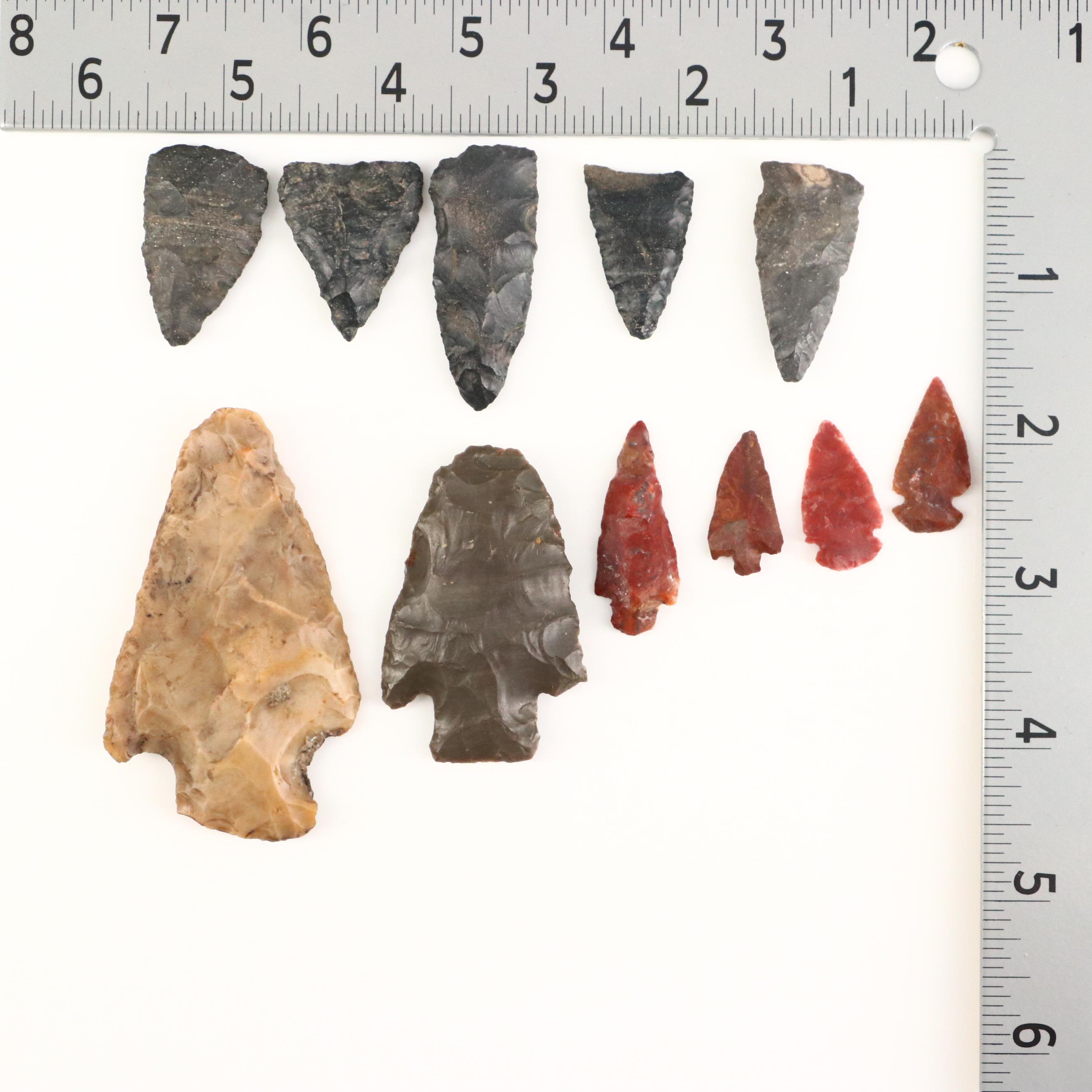Collection of Eleven Native American Style Arrowheads