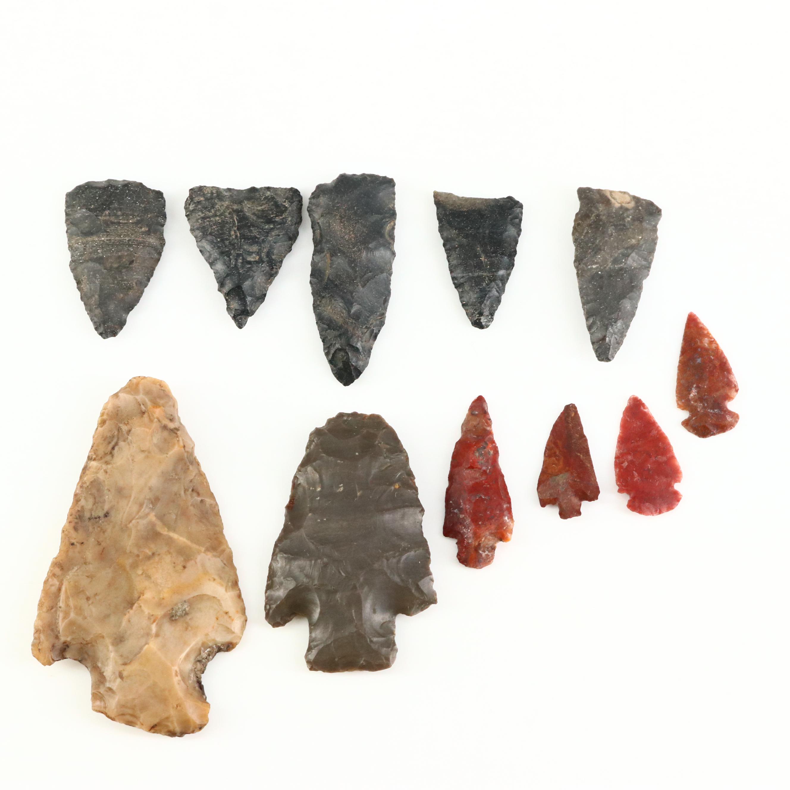 Collection of Eleven Native American Style Arrowheads