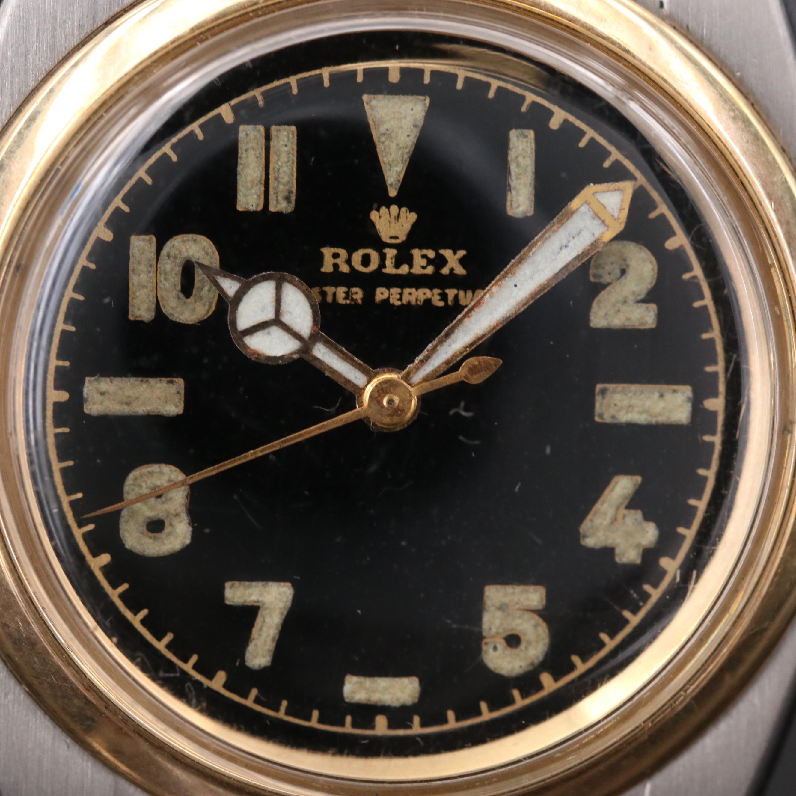Rolex Oyster Perpetual Bubble Back 14K Gold And Stainless Steel Watch, Vintage