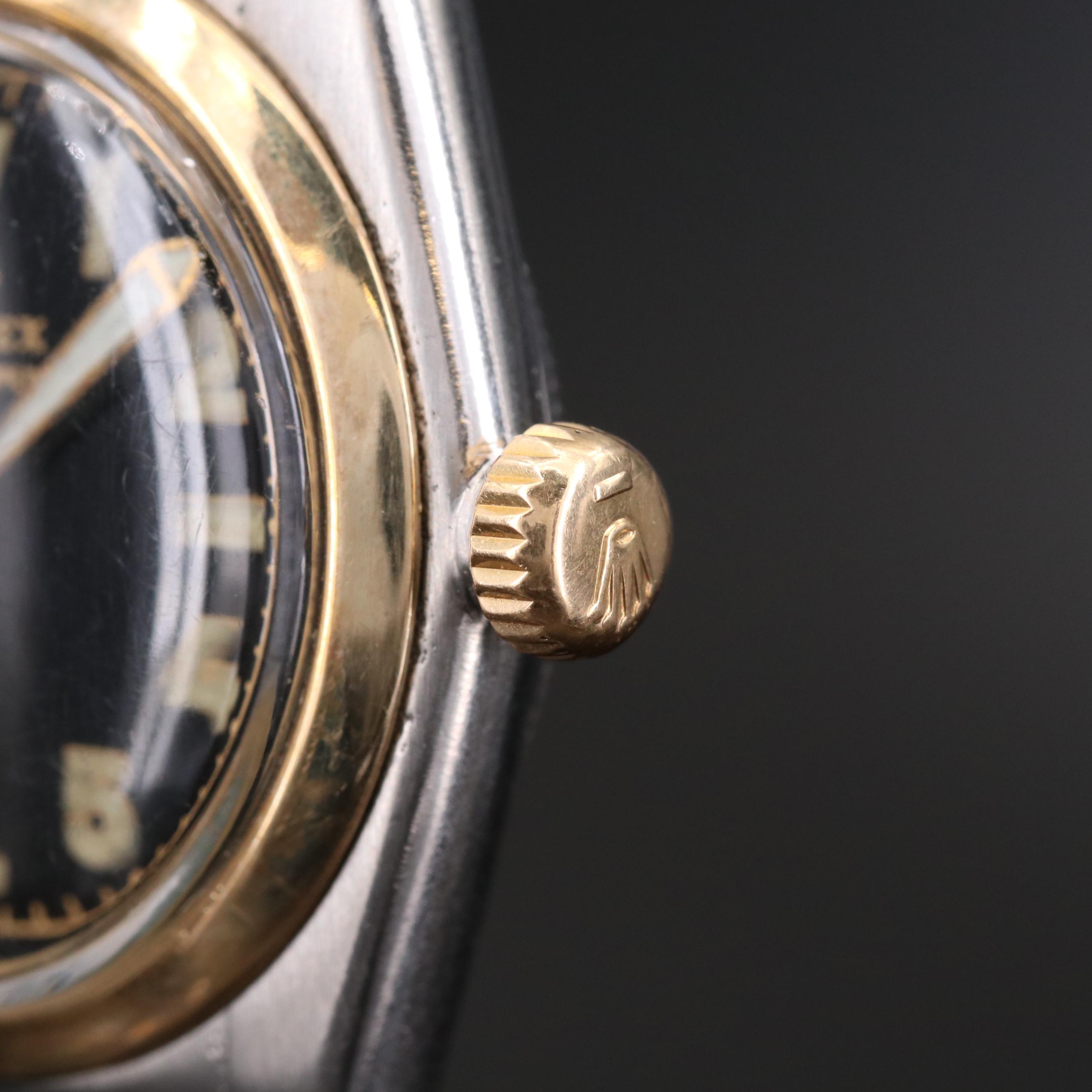 Rolex Oyster Perpetual Bubble Back 14K Gold And Stainless Steel Watch, Vintage