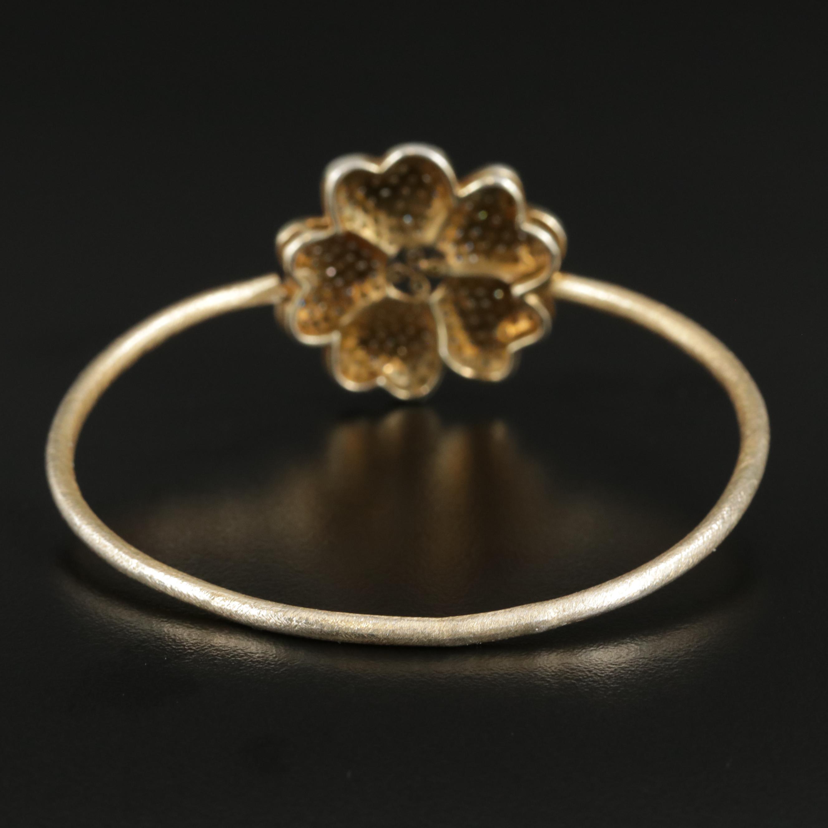 Sterling Silver Pavé Diamond Flower Bracelet