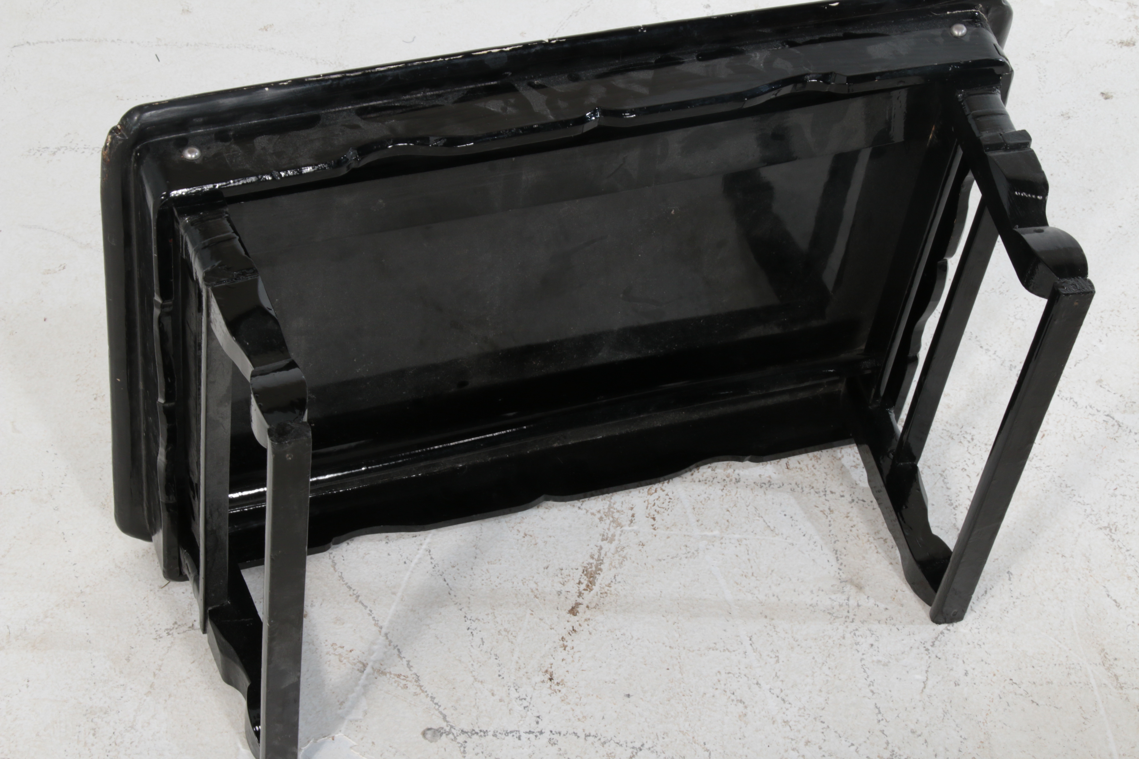 Korean Folding Tray Tables in Black Lacquer with Mother-of-Pearl Inlay