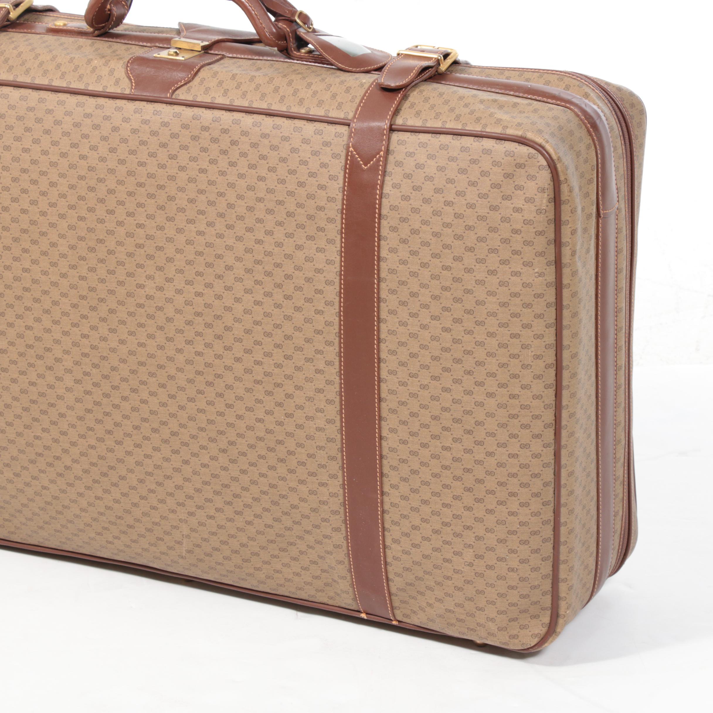 Gucci MicroGuccissima GG Coated Canvas and Leather Suitcase, 1980s Vintage