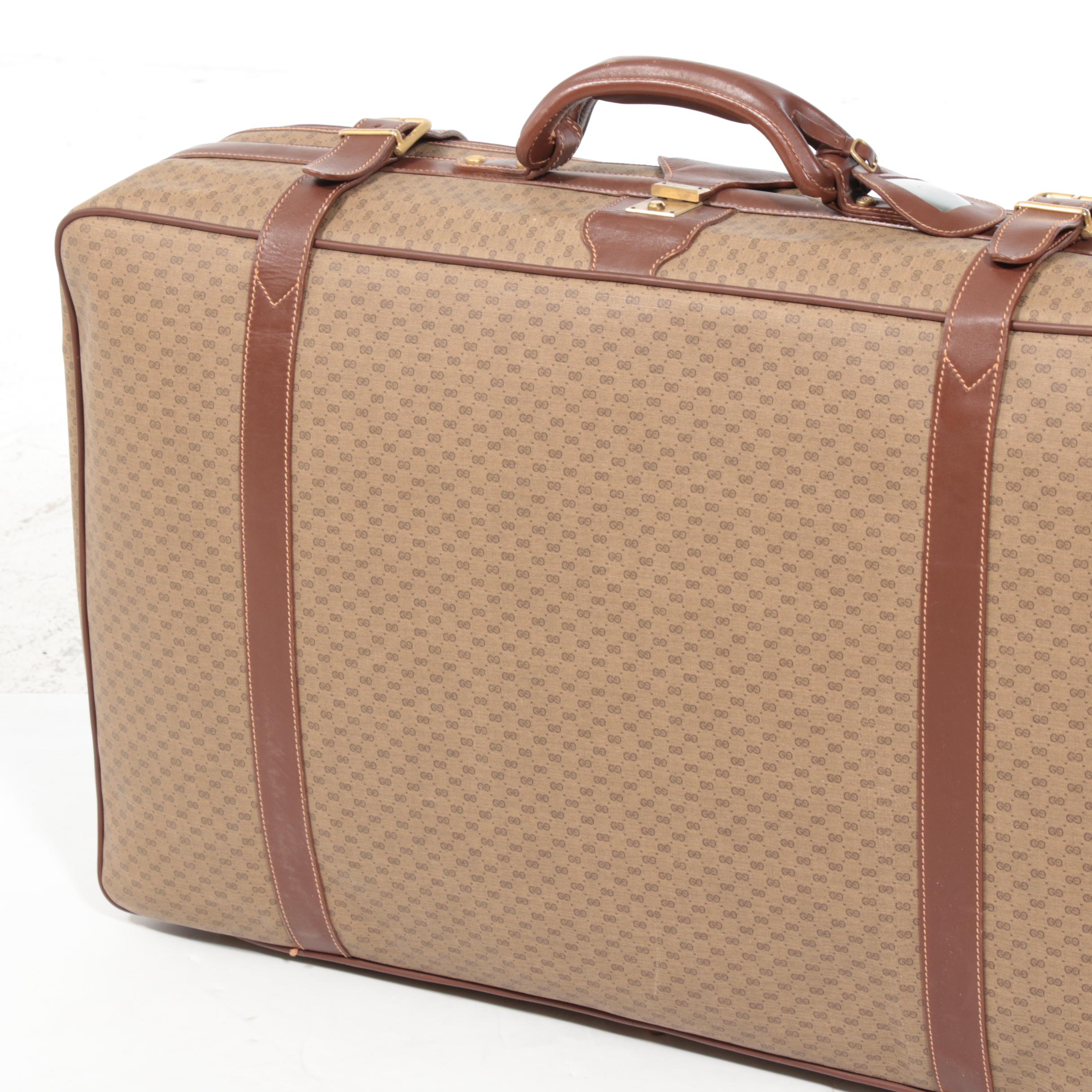 Gucci MicroGuccissima GG Coated Canvas and Leather Suitcase, 1980s Vintage