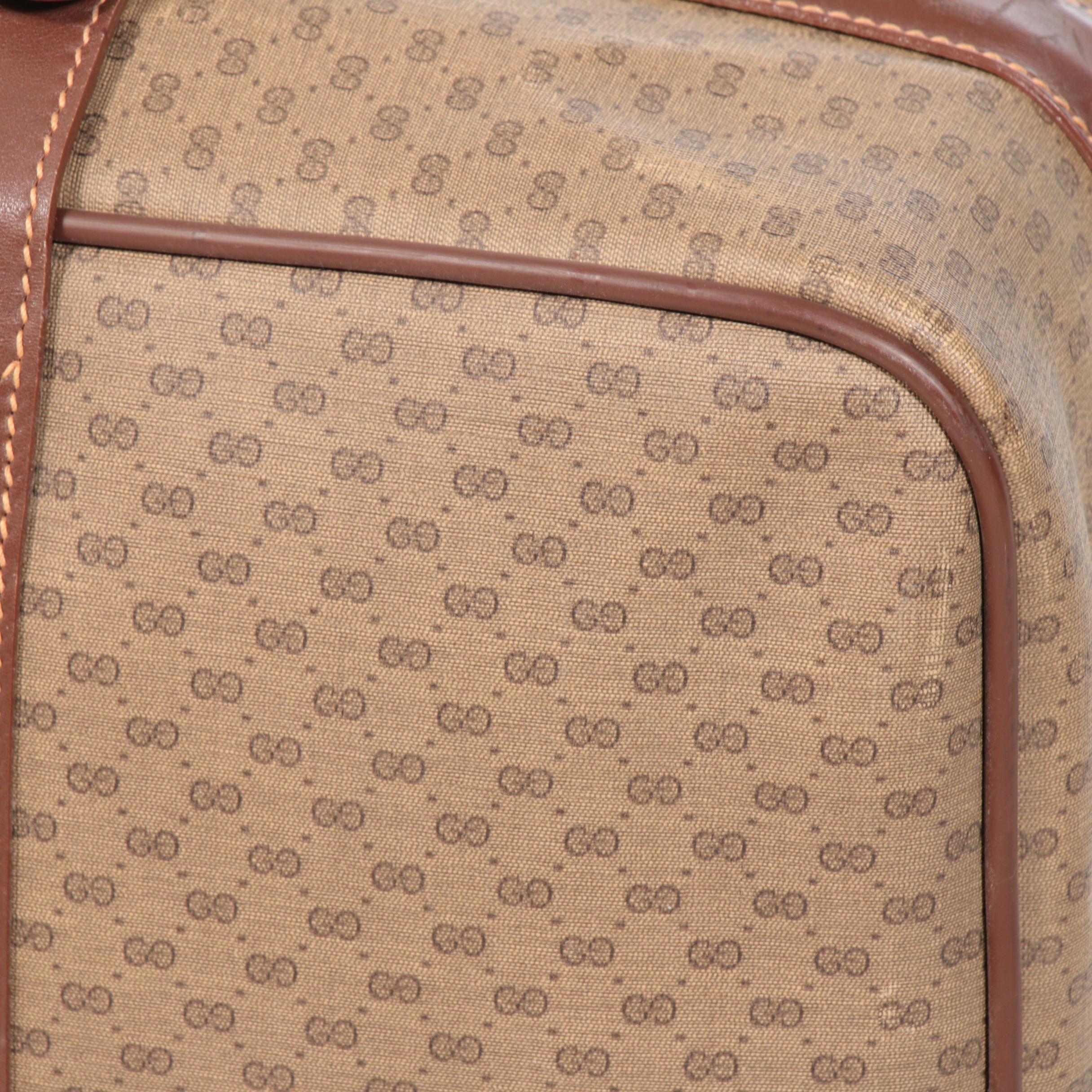 Gucci MicroGuccissima GG Coated Canvas and Leather Suitcase, 1980s Vintage