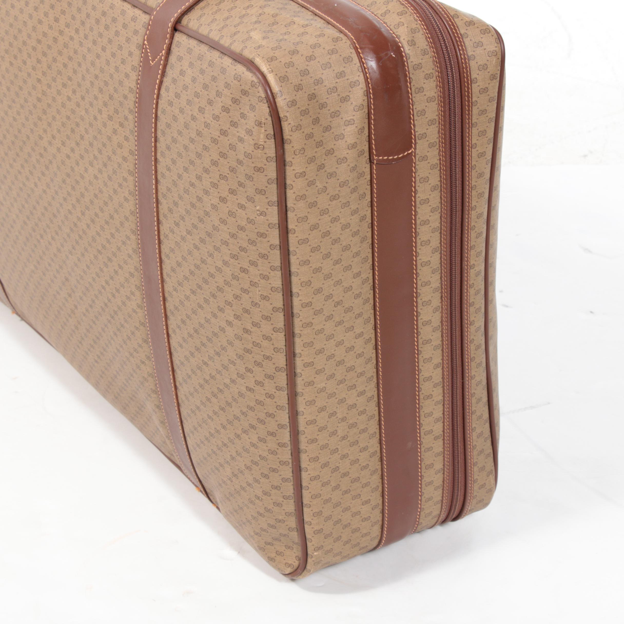 Gucci MicroGuccissima GG Coated Canvas and Leather Suitcase, 1980s Vintage