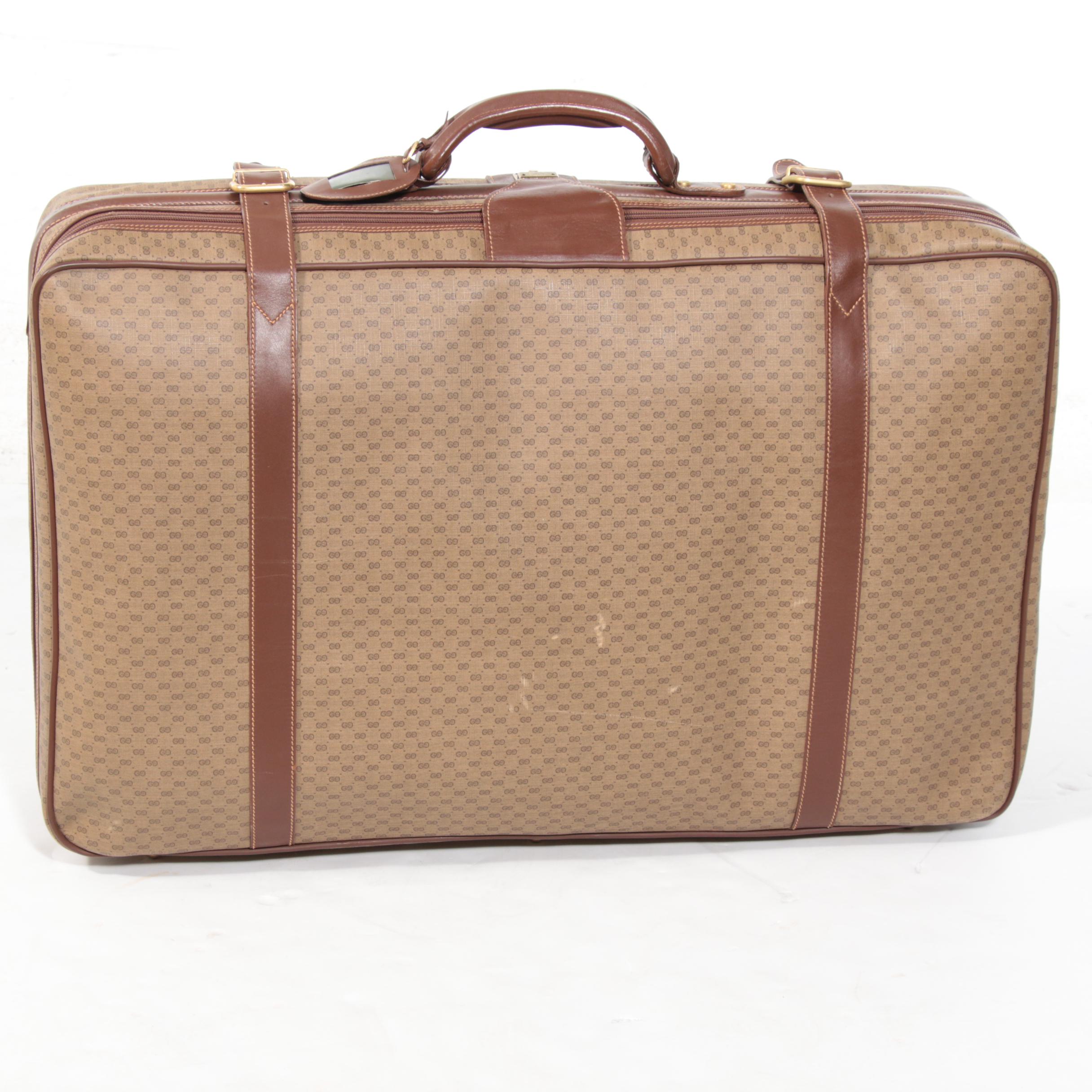 Gucci MicroGuccissima GG Coated Canvas and Leather Suitcase, 1980s Vintage