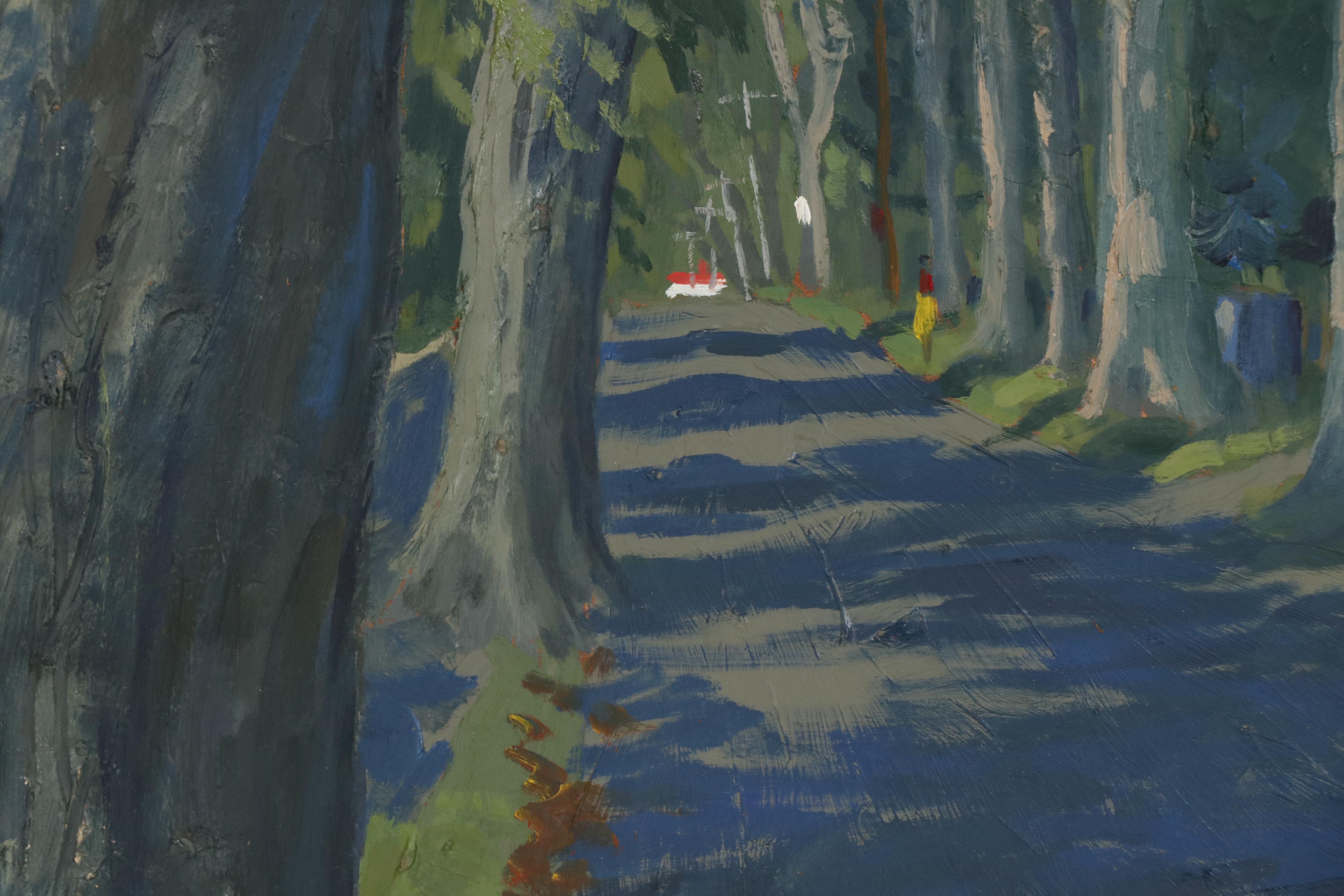 Joseph Di Gemma Oil Painting of Tree Lined Street