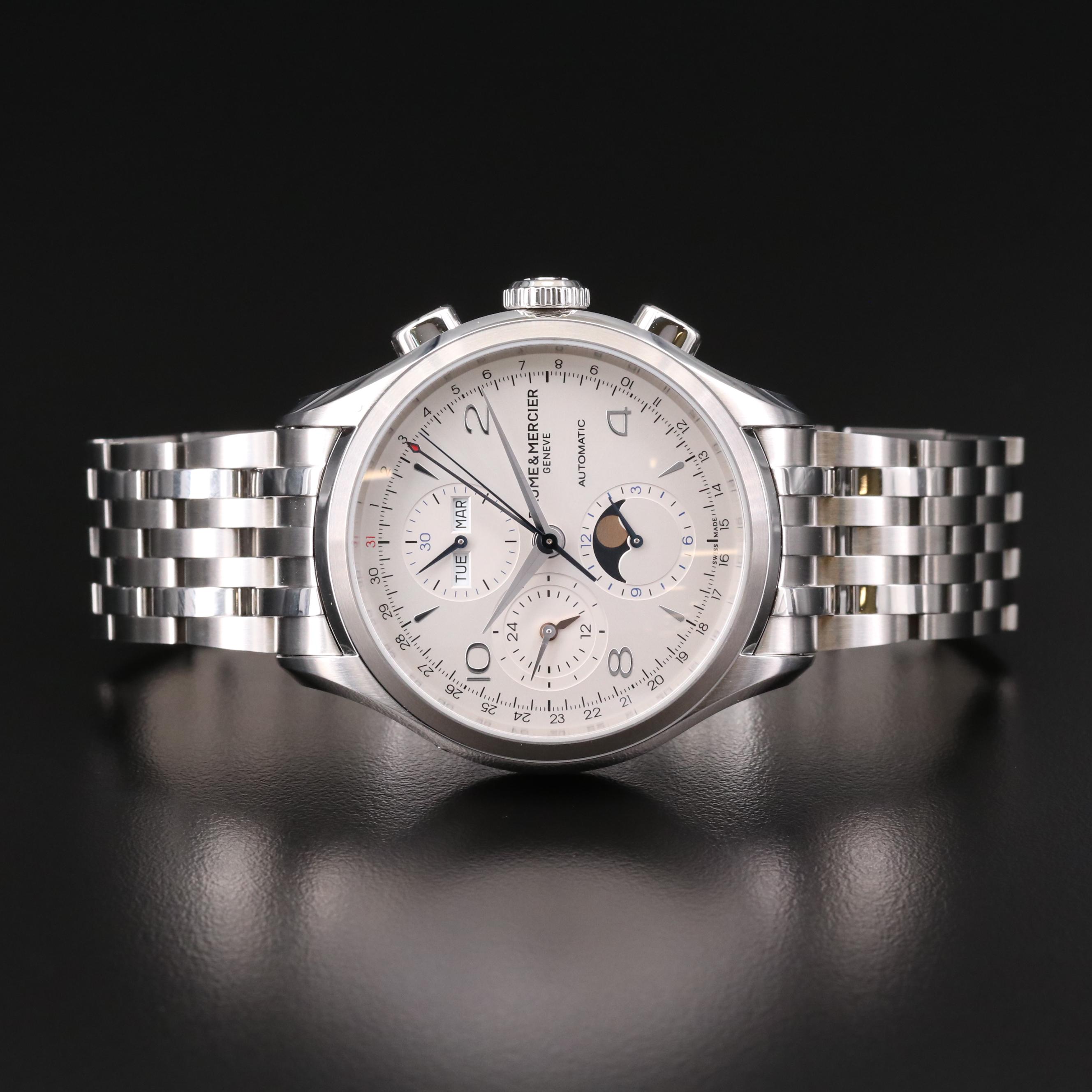 Baume & Mercier Clifton Chronograph Complete Calendar Stainless Steel Watch