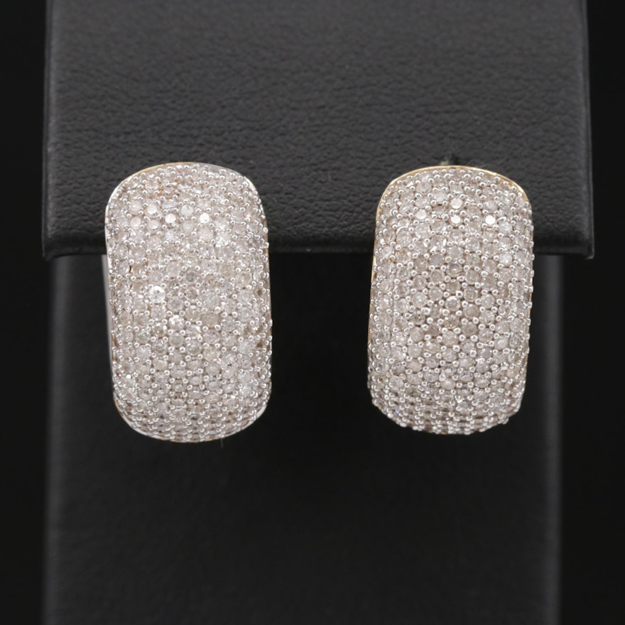 14K Yellow and White Gold 4.50 CTW Pavé Diamond Reversible Huggie Earrings