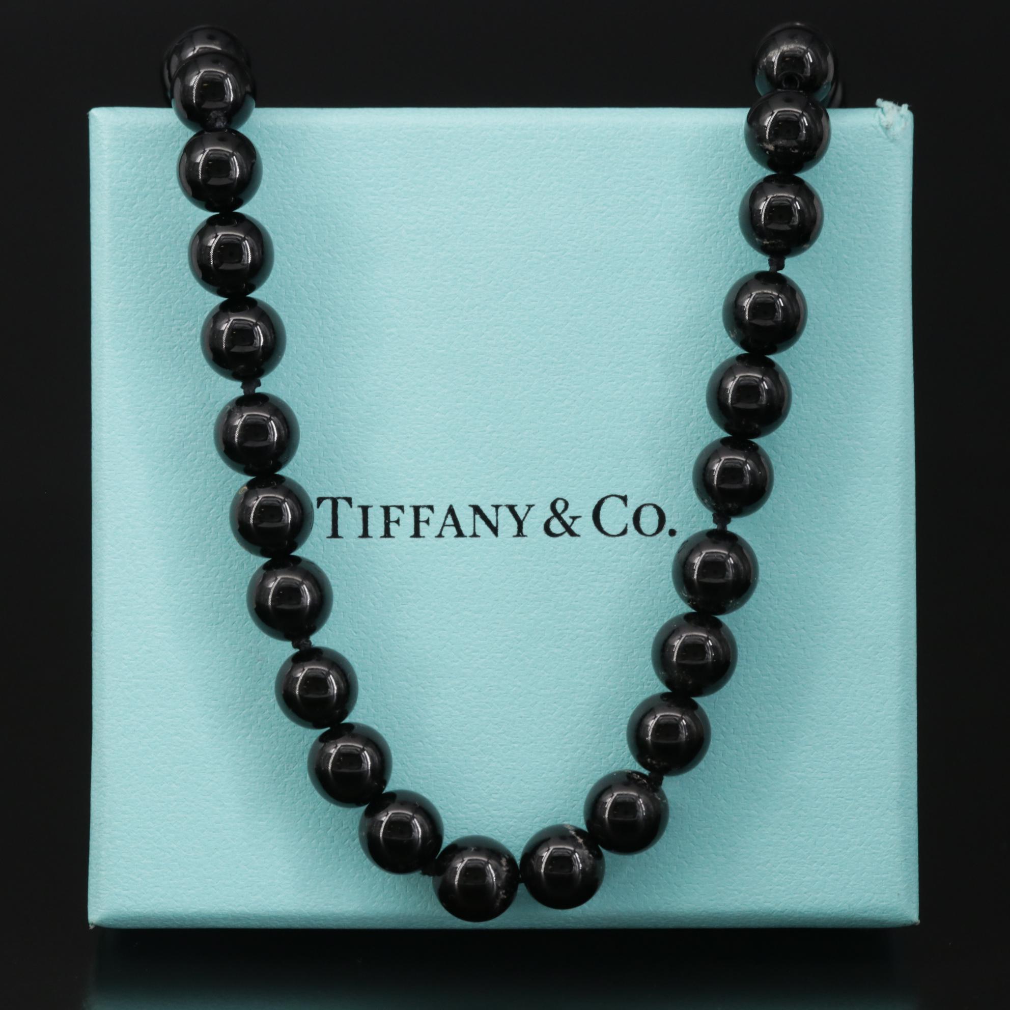 Tiffany & Co. Black Onyx Necklace with Sterling Clasp