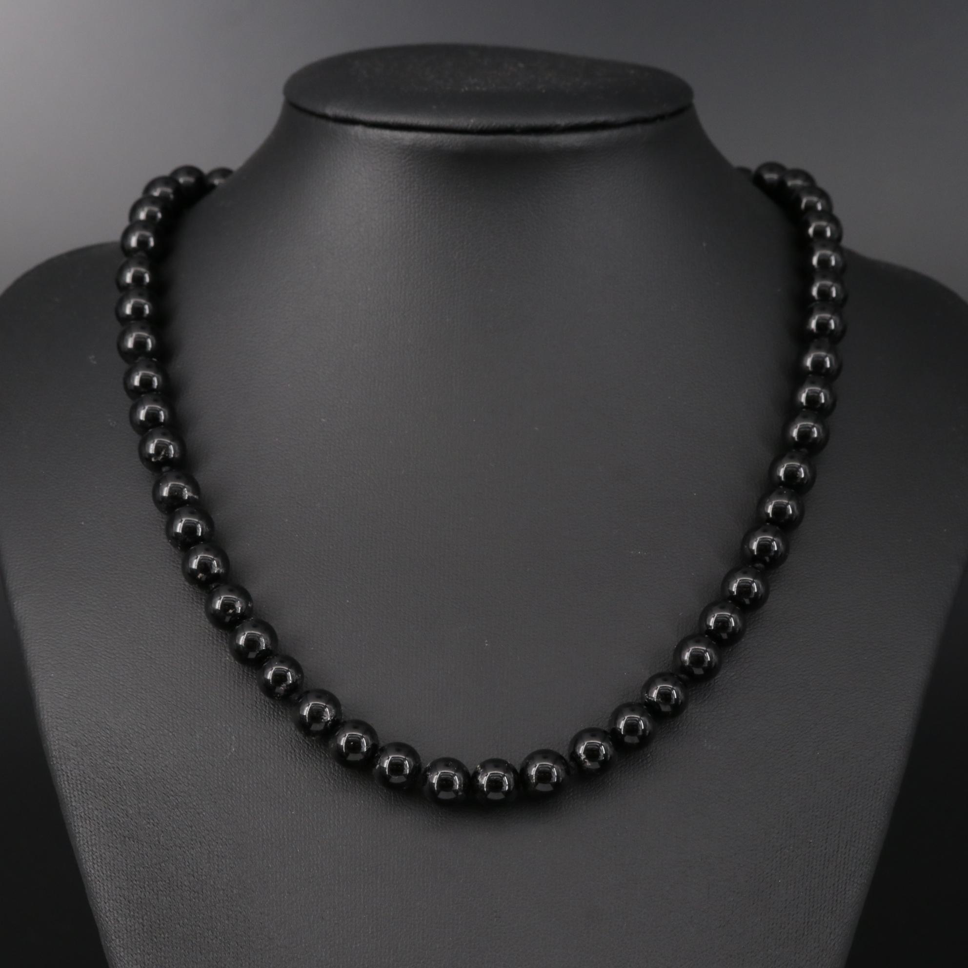 Tiffany & Co. Black Onyx Necklace with Sterling Clasp