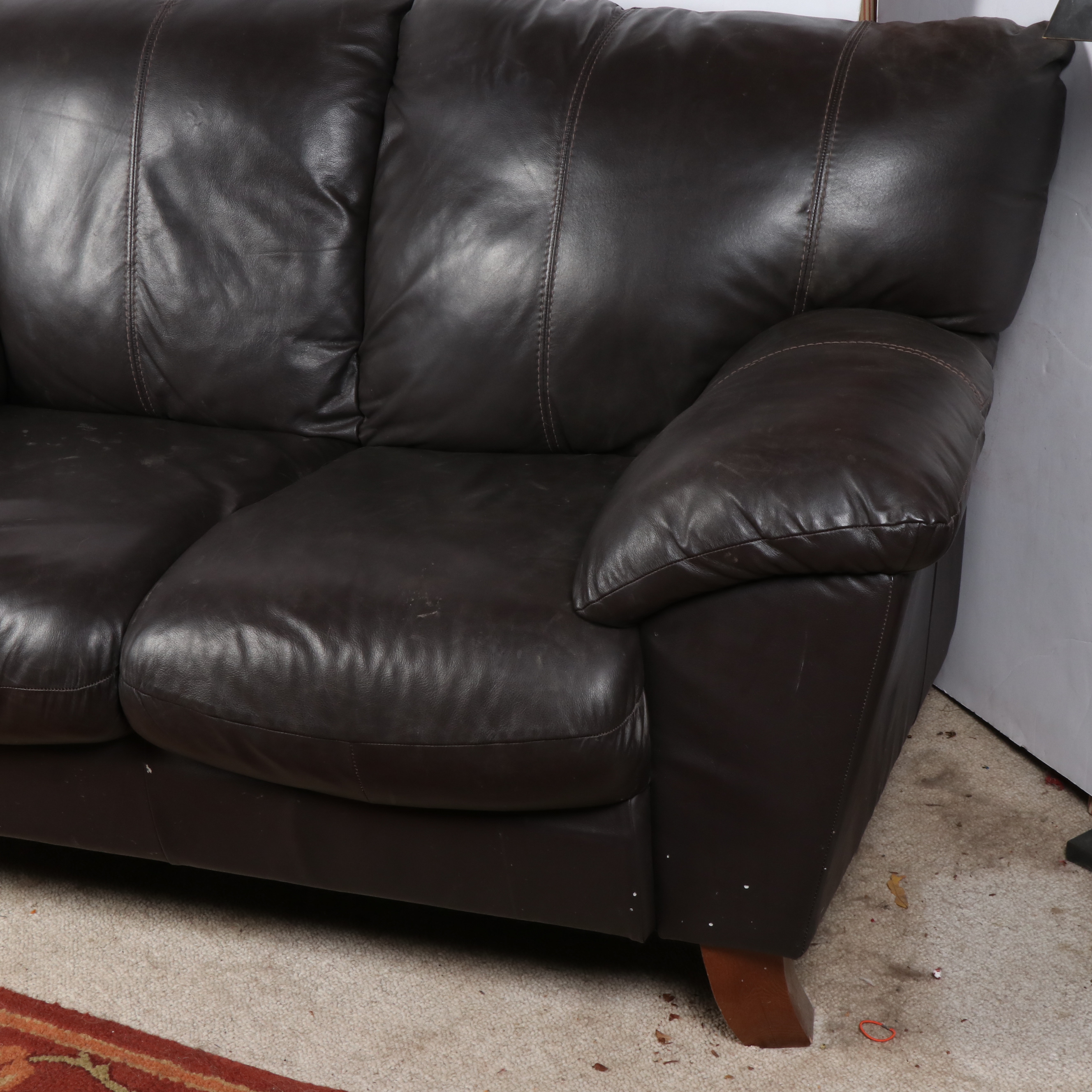 Faux Leather Brown Sofa and Loveseat