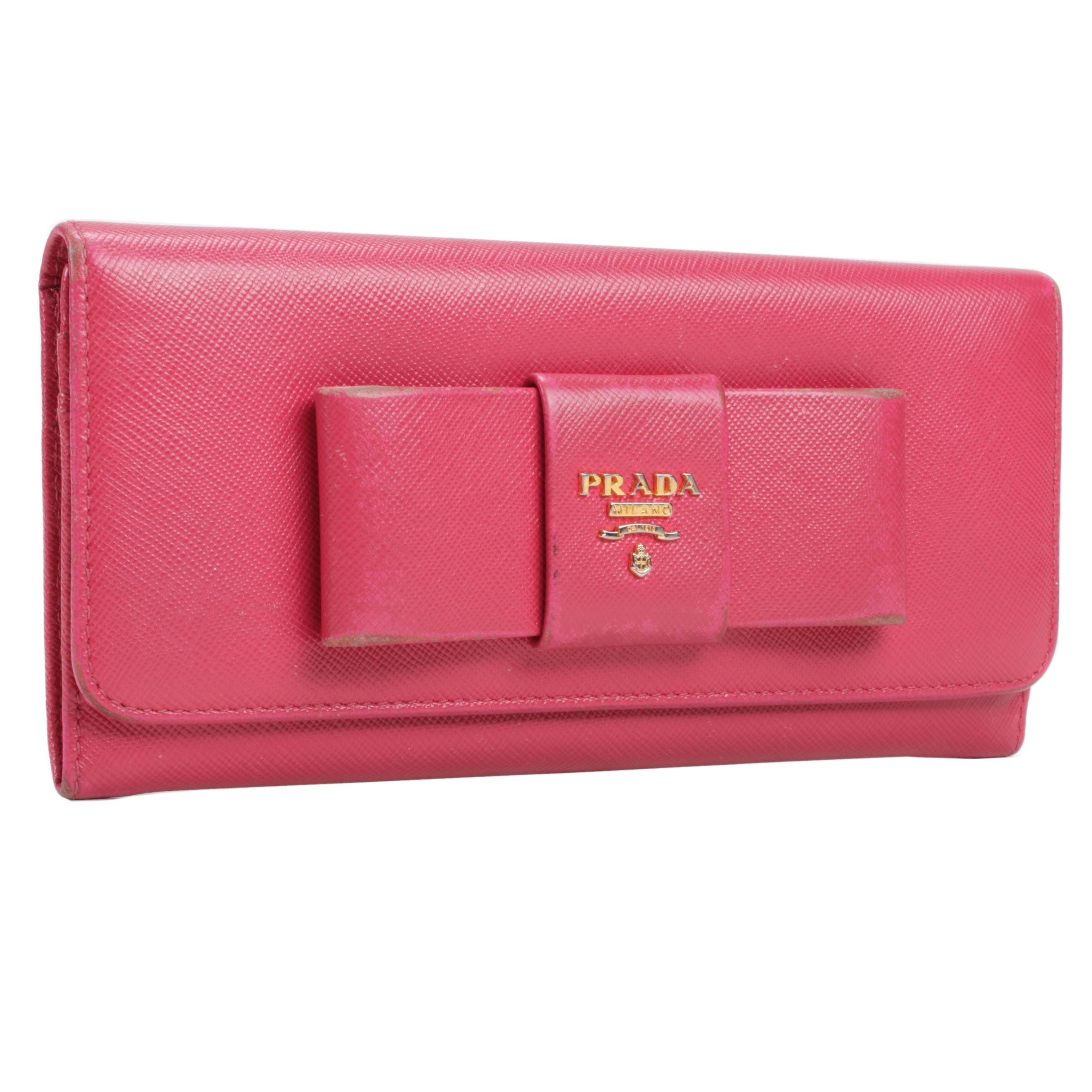 Prada Pink Saffiano Leather Continental Wallet
