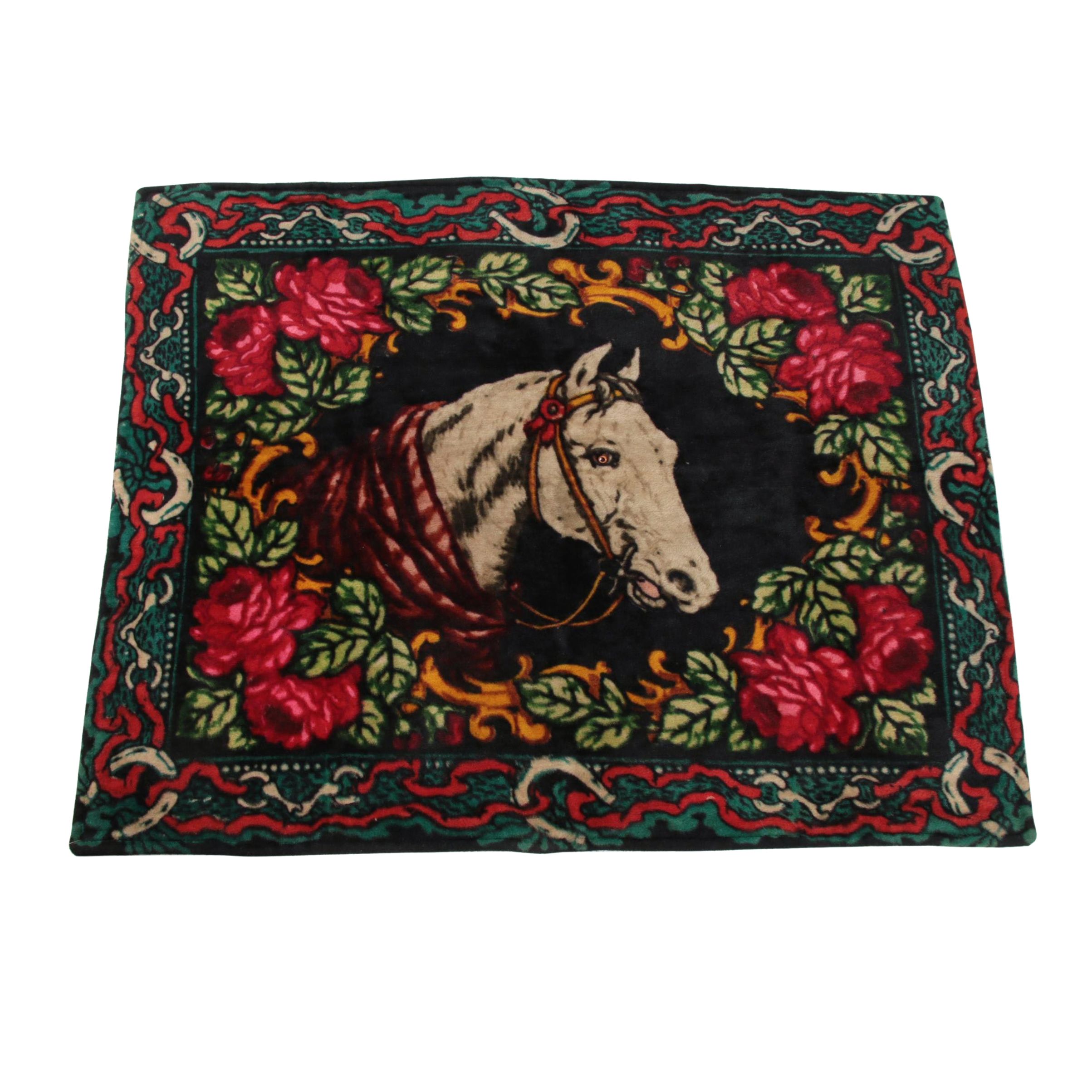 Chase Mohair Carriage Lap Blanket with Horse with Glass Eye, Antique EBTH
