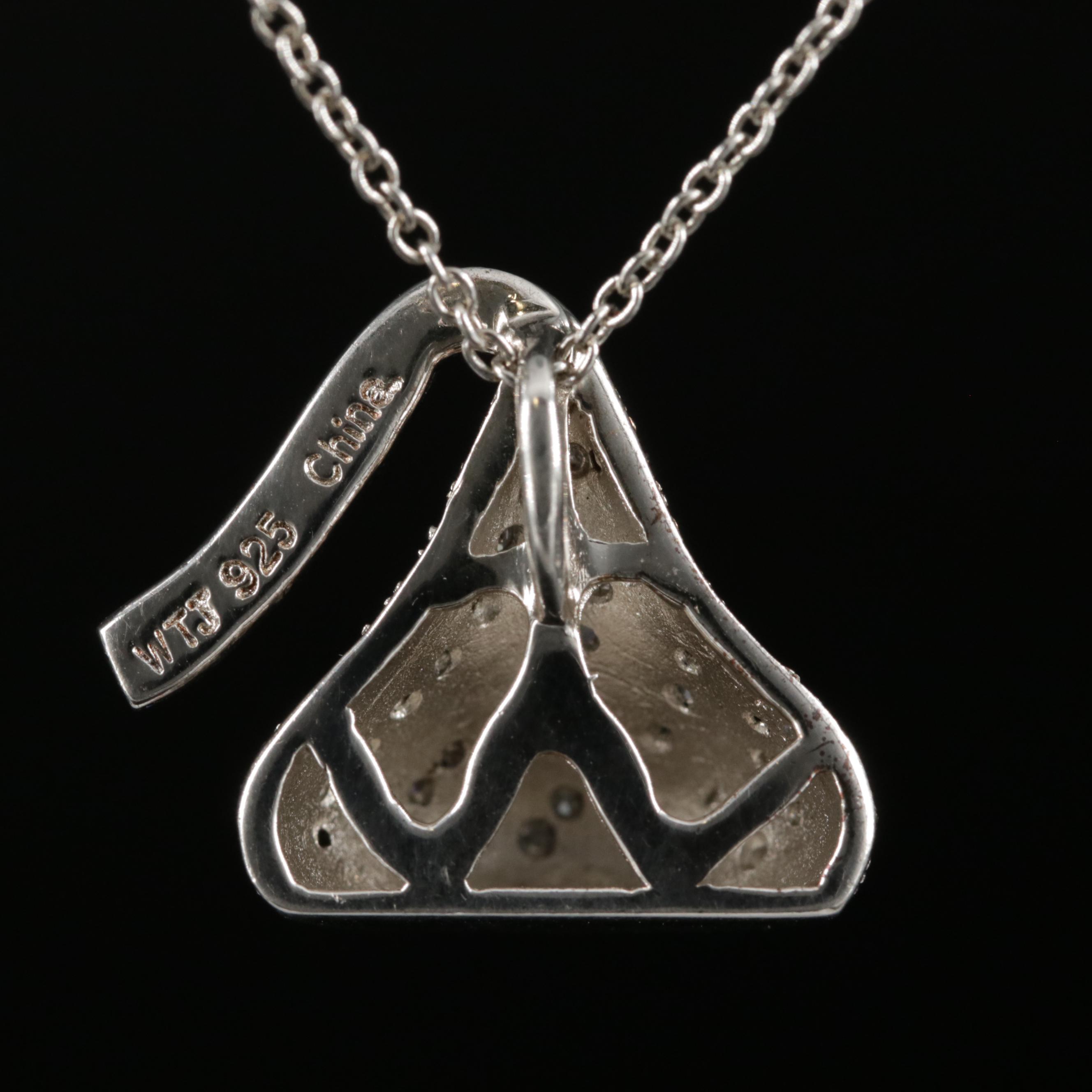 Sterling Silver Diamond Hershey Kiss Pendant Necklace