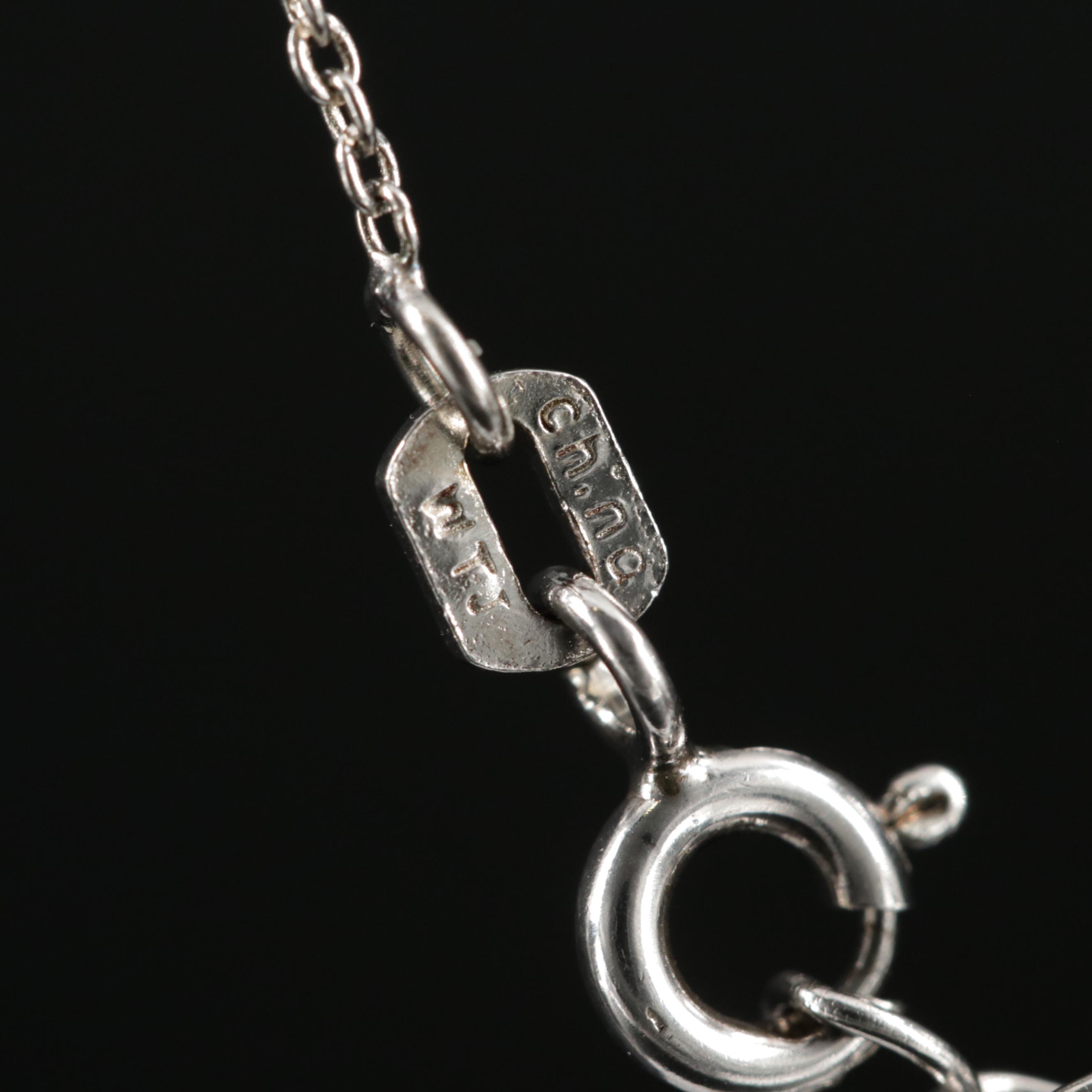 Sterling Silver Diamond Hershey Kiss Pendant Necklace