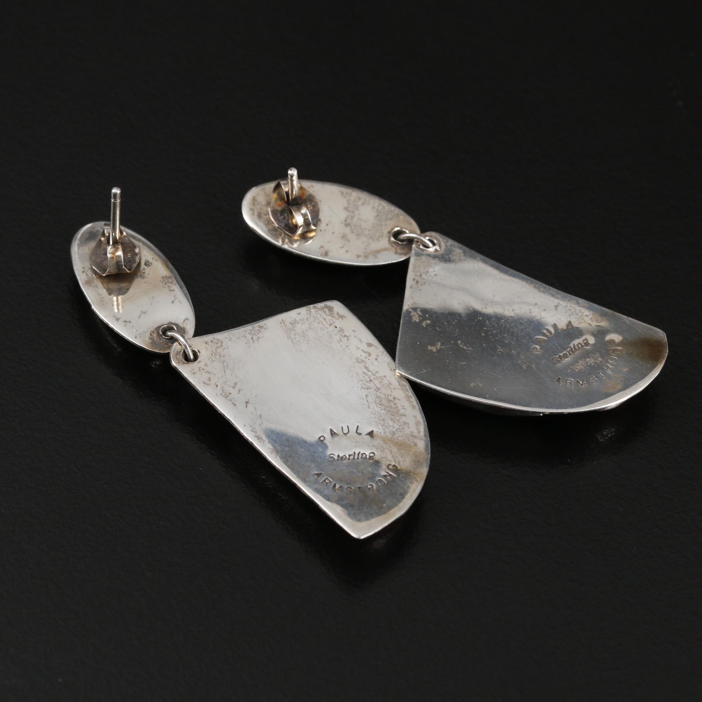 Paula Armstrong Sterling Silver Turquoise and Spiny Oyster Necklace and Earrings