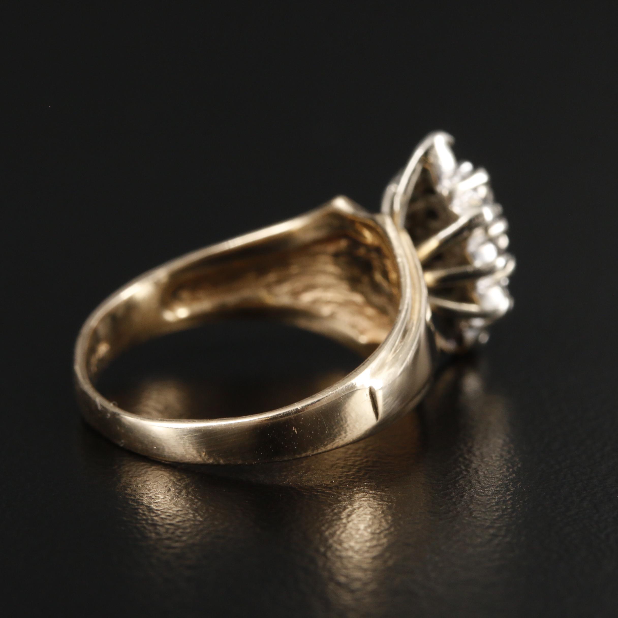 14K Gold Diamond Cluster Ring