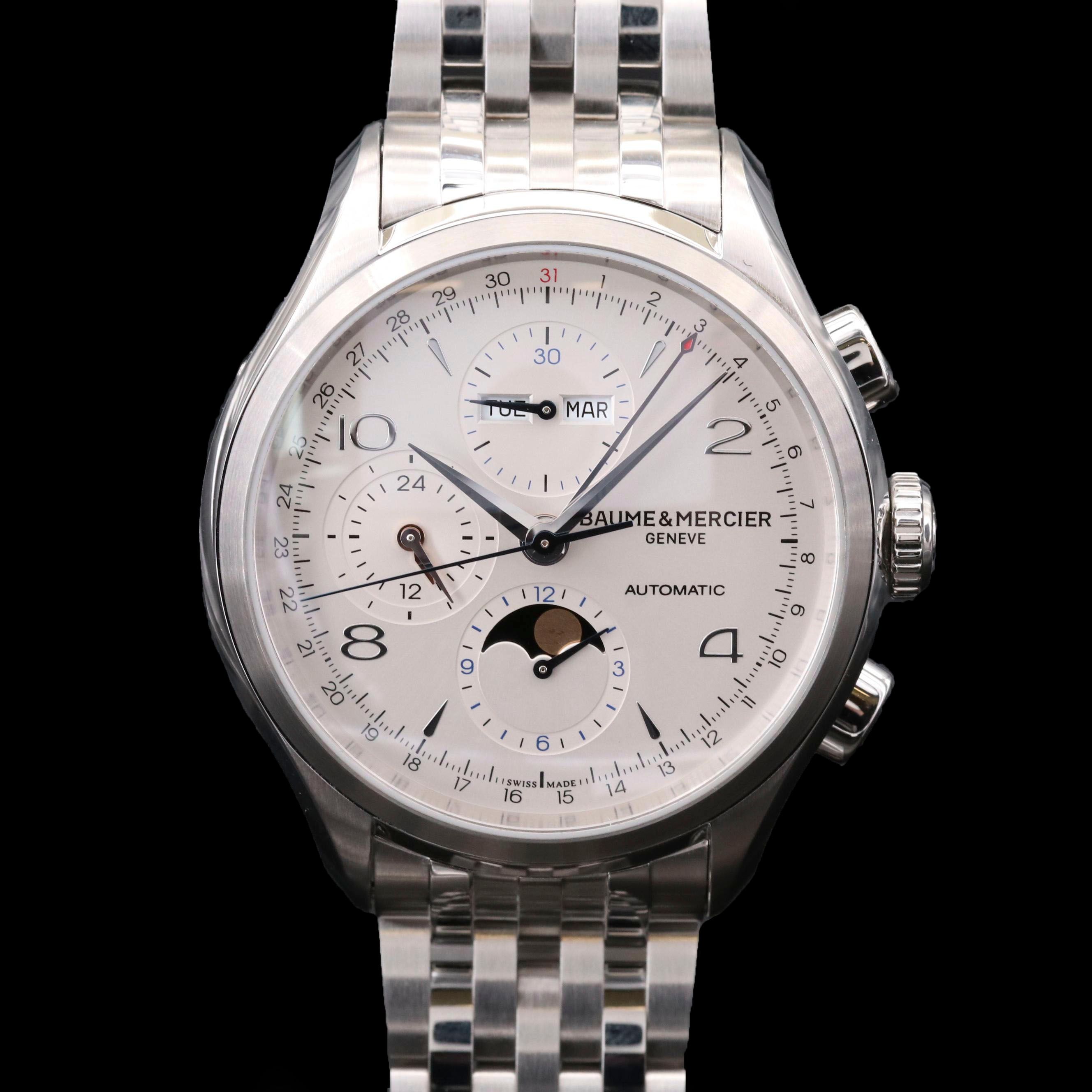 Baume & Mercier Clifton Chronograph Complete Calendar Stainless Steel Watch