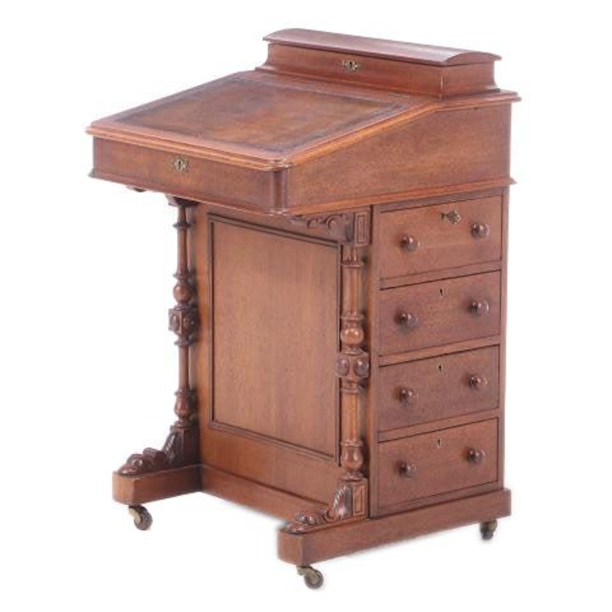 Victorian Walnut Davenport Desk, Late 19th Century