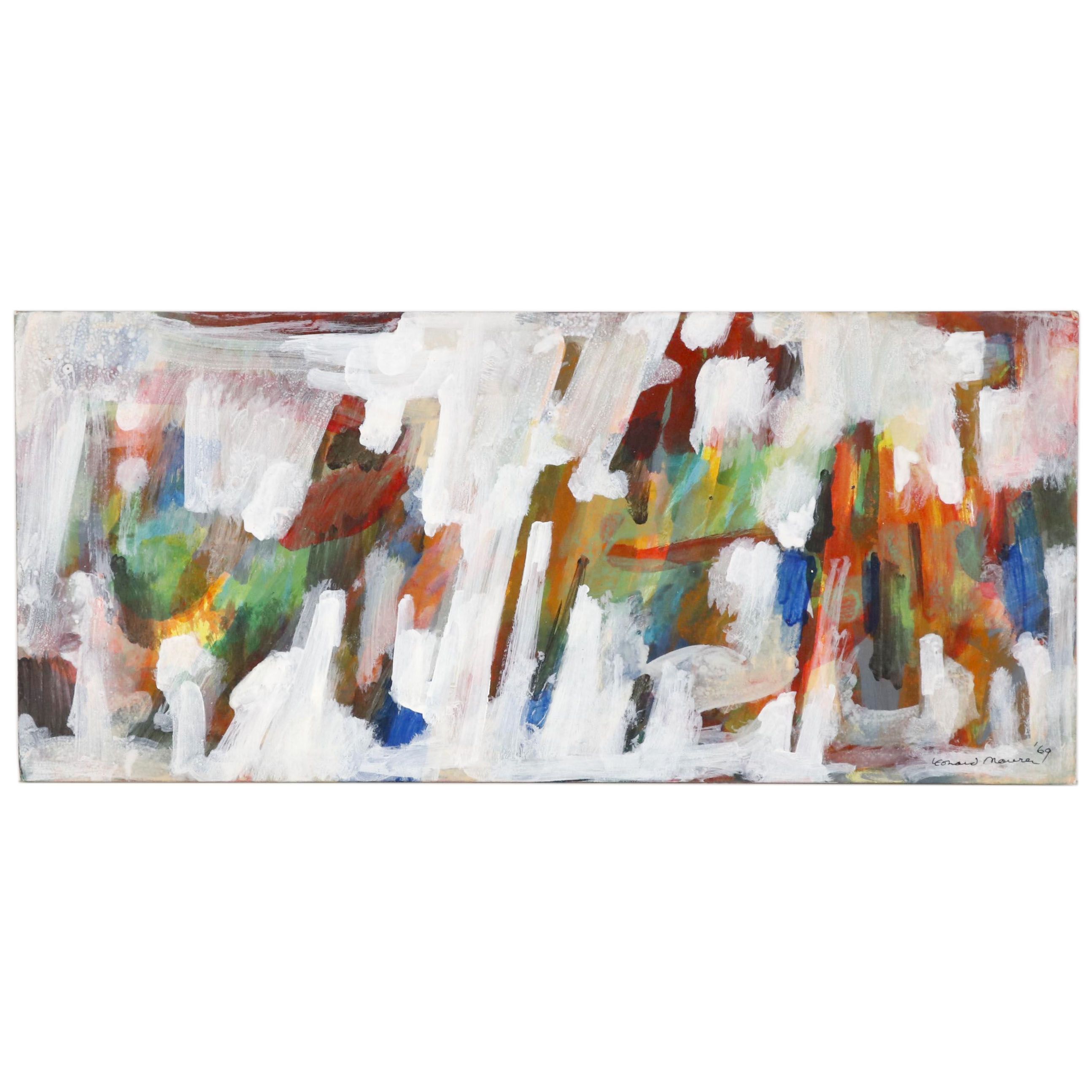 Leonard Maurer Abstract Tempera Painting, 1969