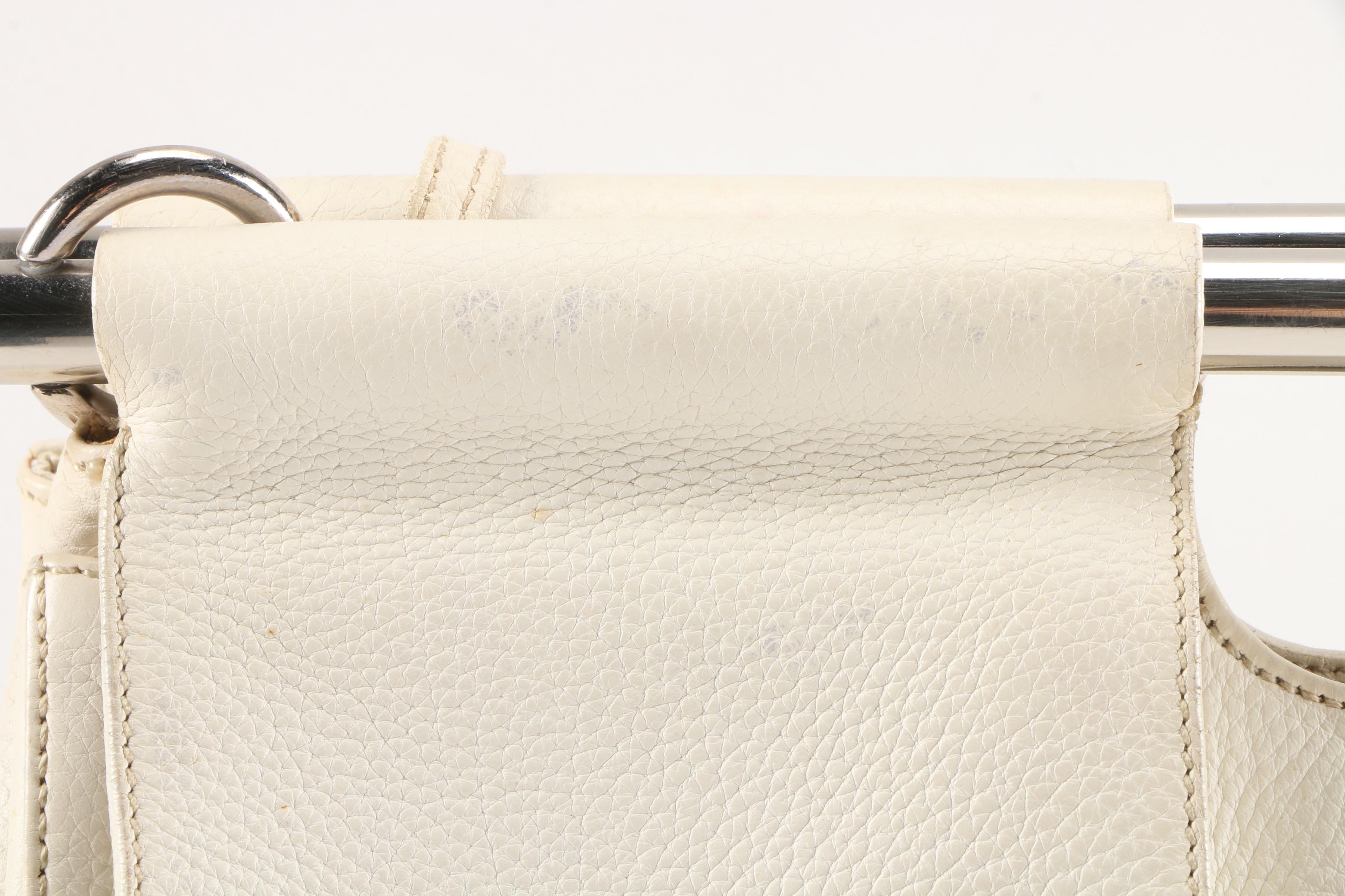 Prada Convertible Bar Handle Clutch in Pebbled Vitello Daino Calfskin Leather