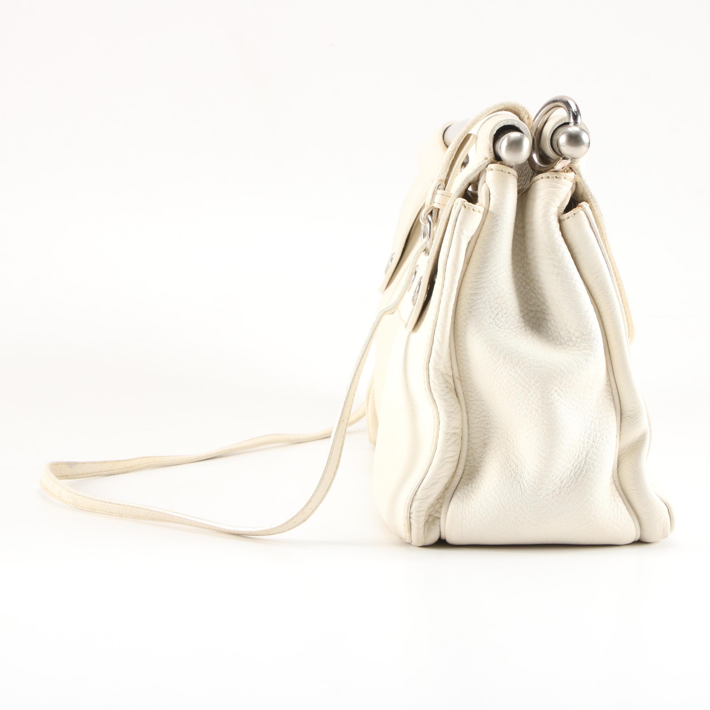 Prada Convertible Bar Handle Clutch in Pebbled Vitello Daino Calfskin Leather