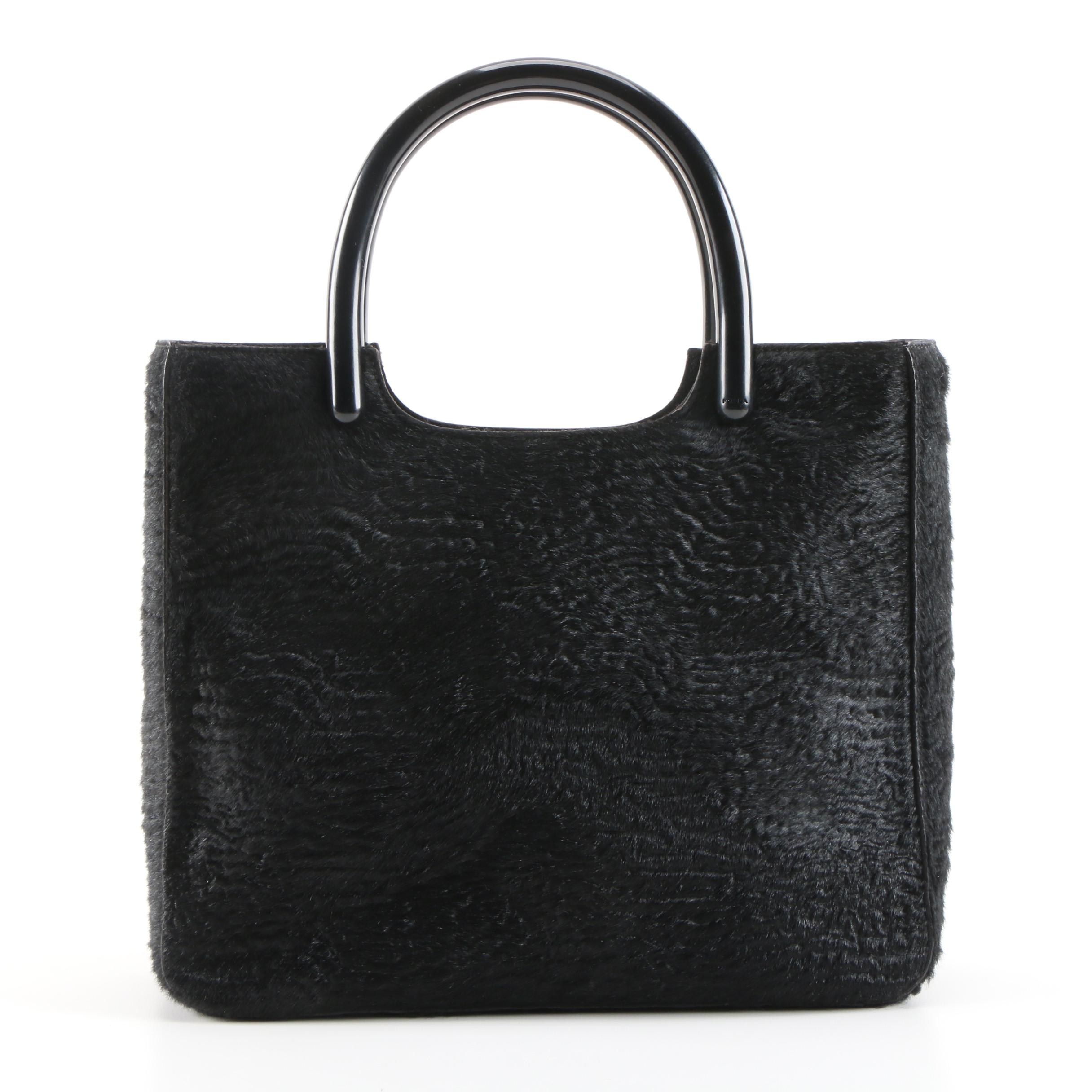 Prada Handbag in Black Textured Pony Hair, Vintage
