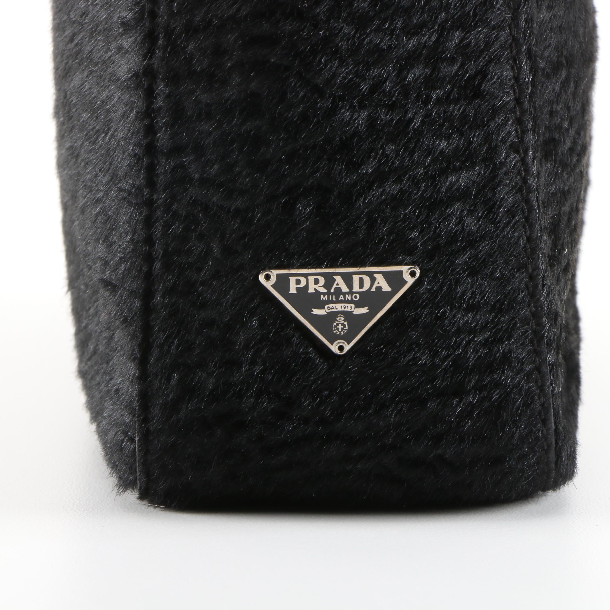 Prada Handbag in Black Textured Pony Hair, Vintage