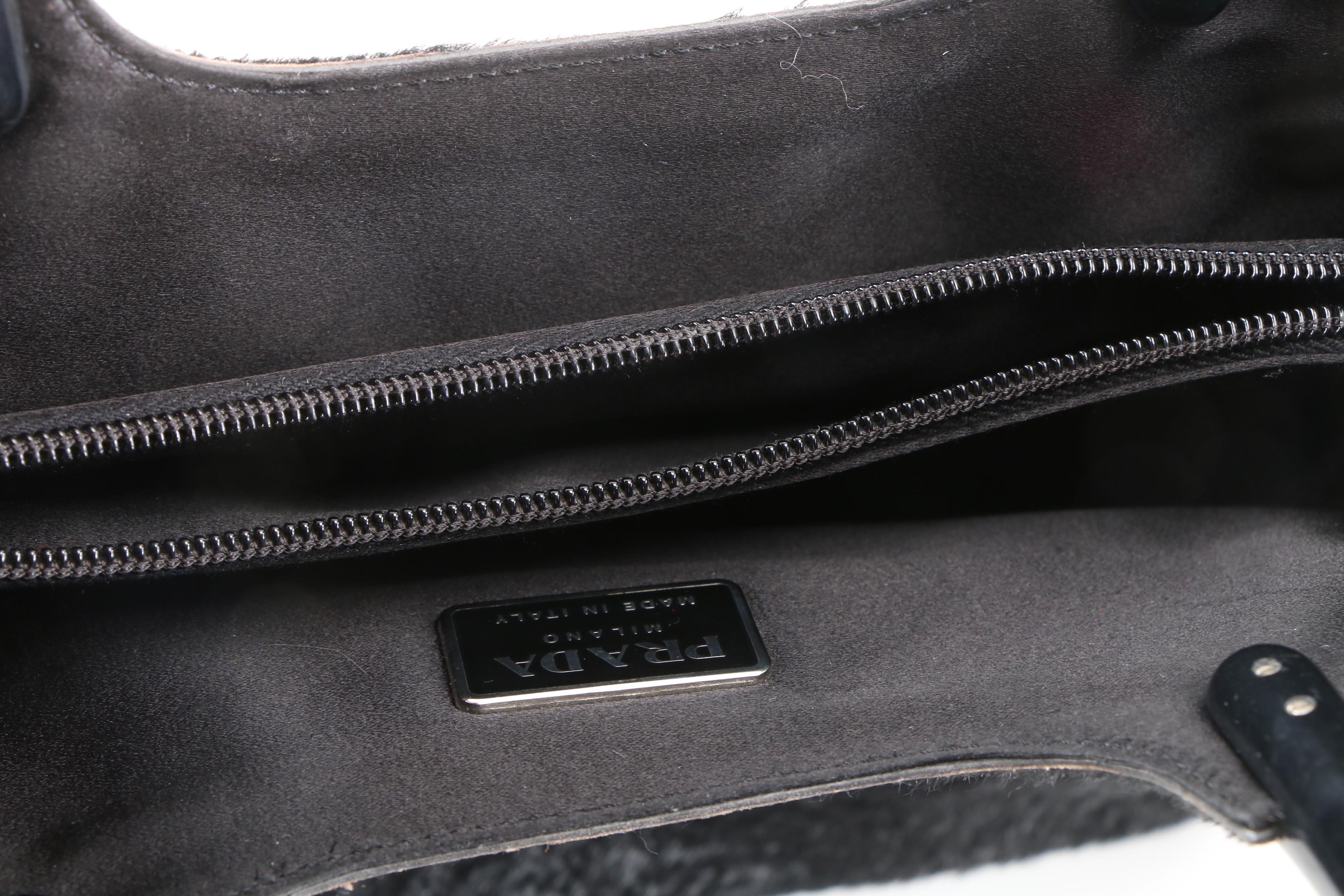 Prada Handbag in Black Textured Pony Hair, Vintage