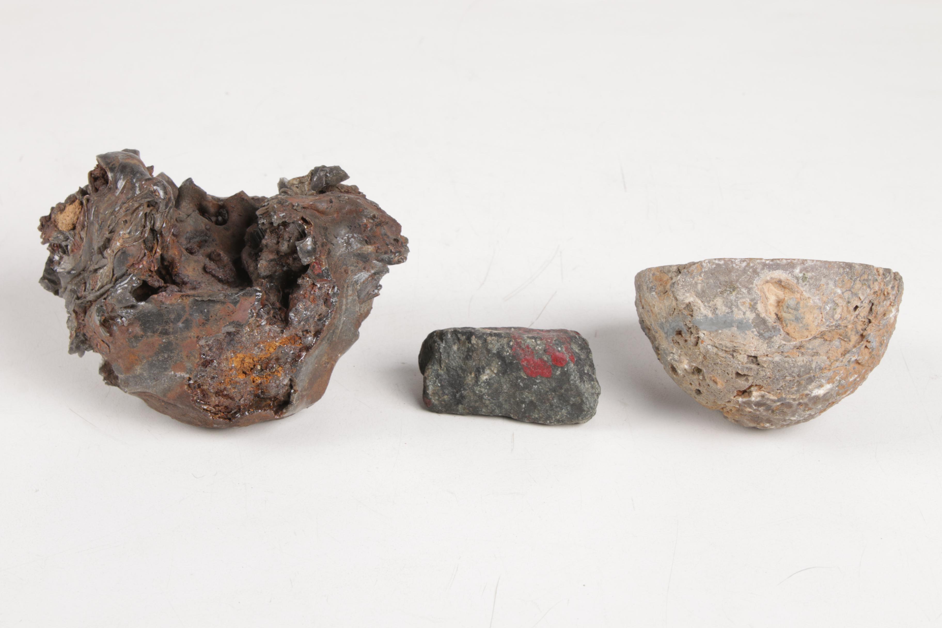 Quartz Geode and Iron Ore Slag Specimens