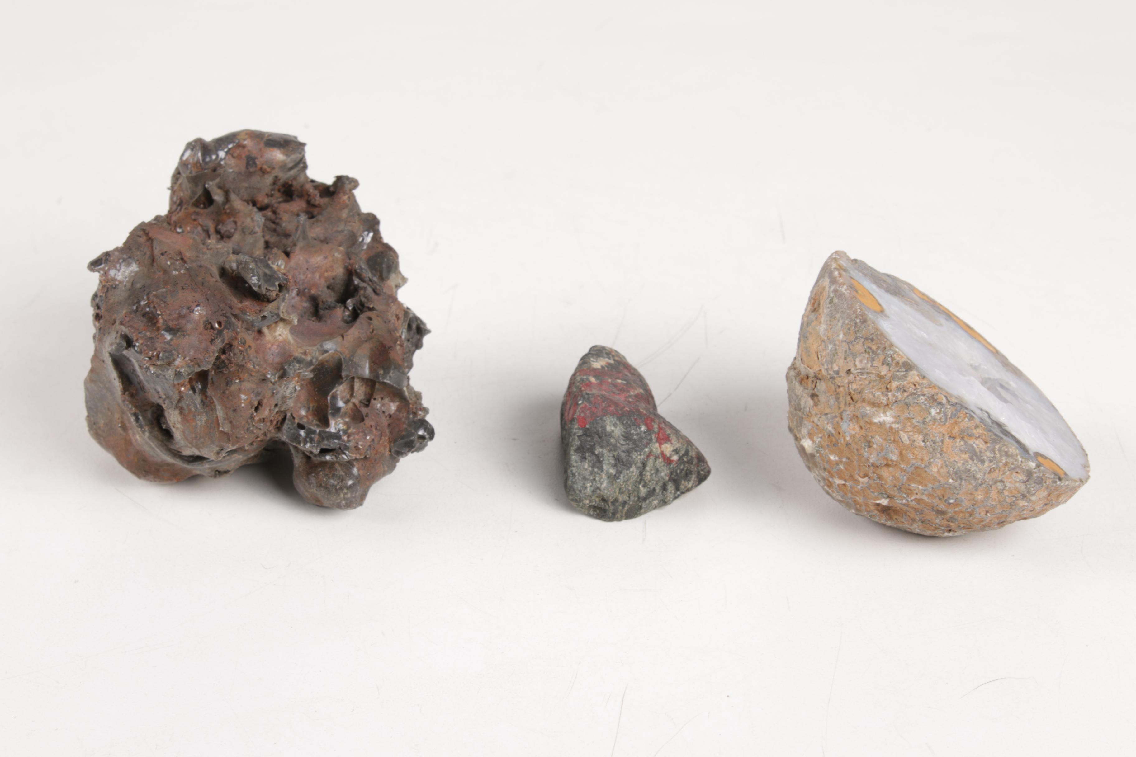 Quartz Geode and Iron Ore Slag Specimens