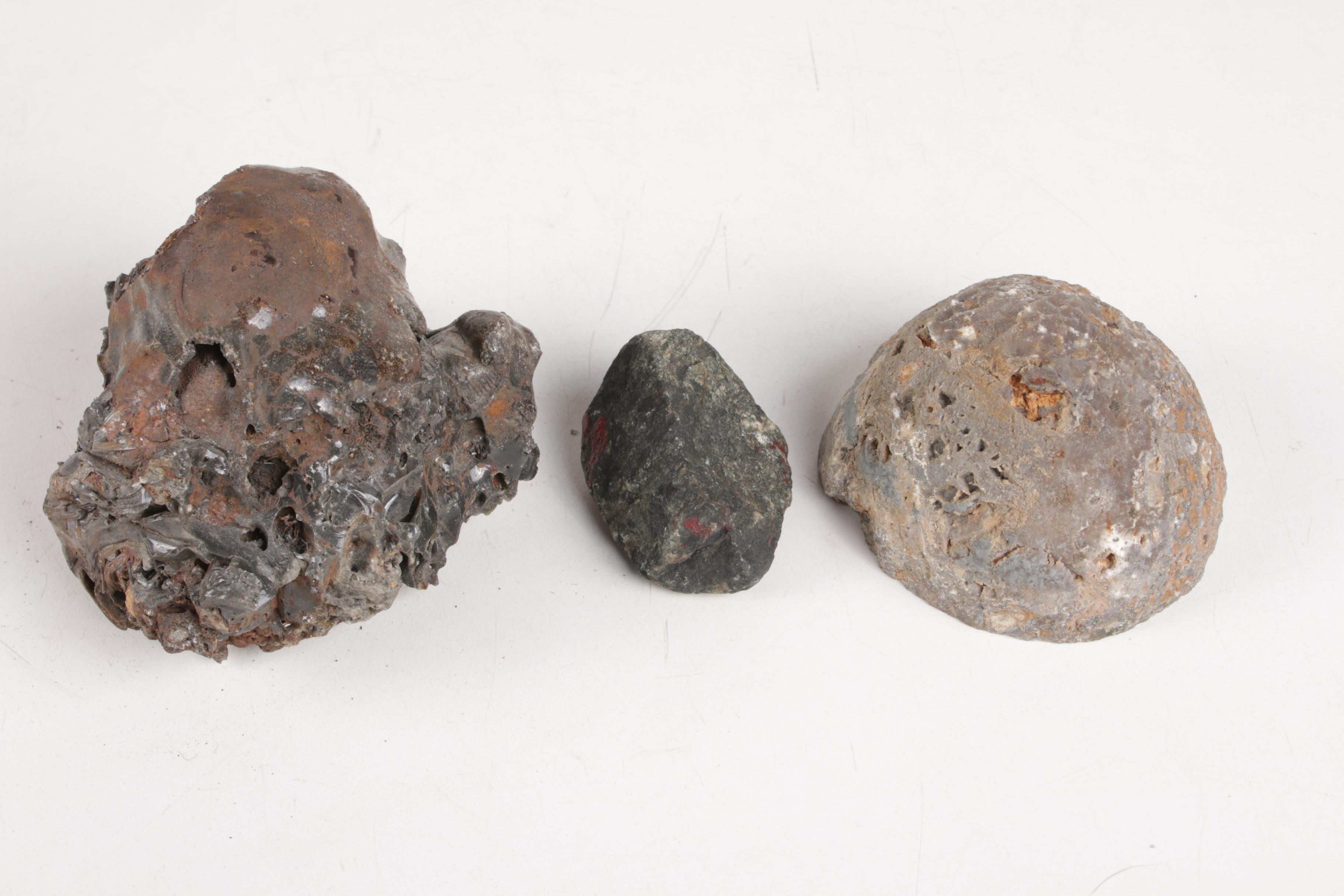 Quartz Geode and Iron Ore Slag Specimens
