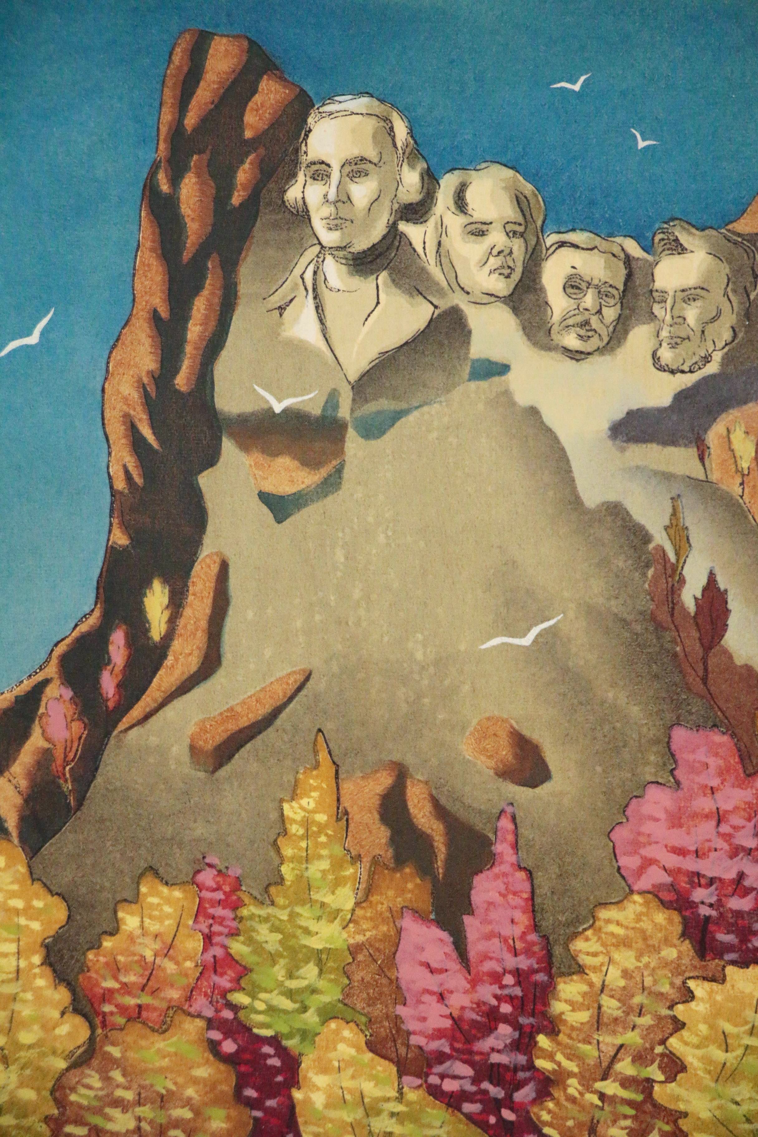 Joseph Di Gemma Mixed Media Painting of Mount Rushmore