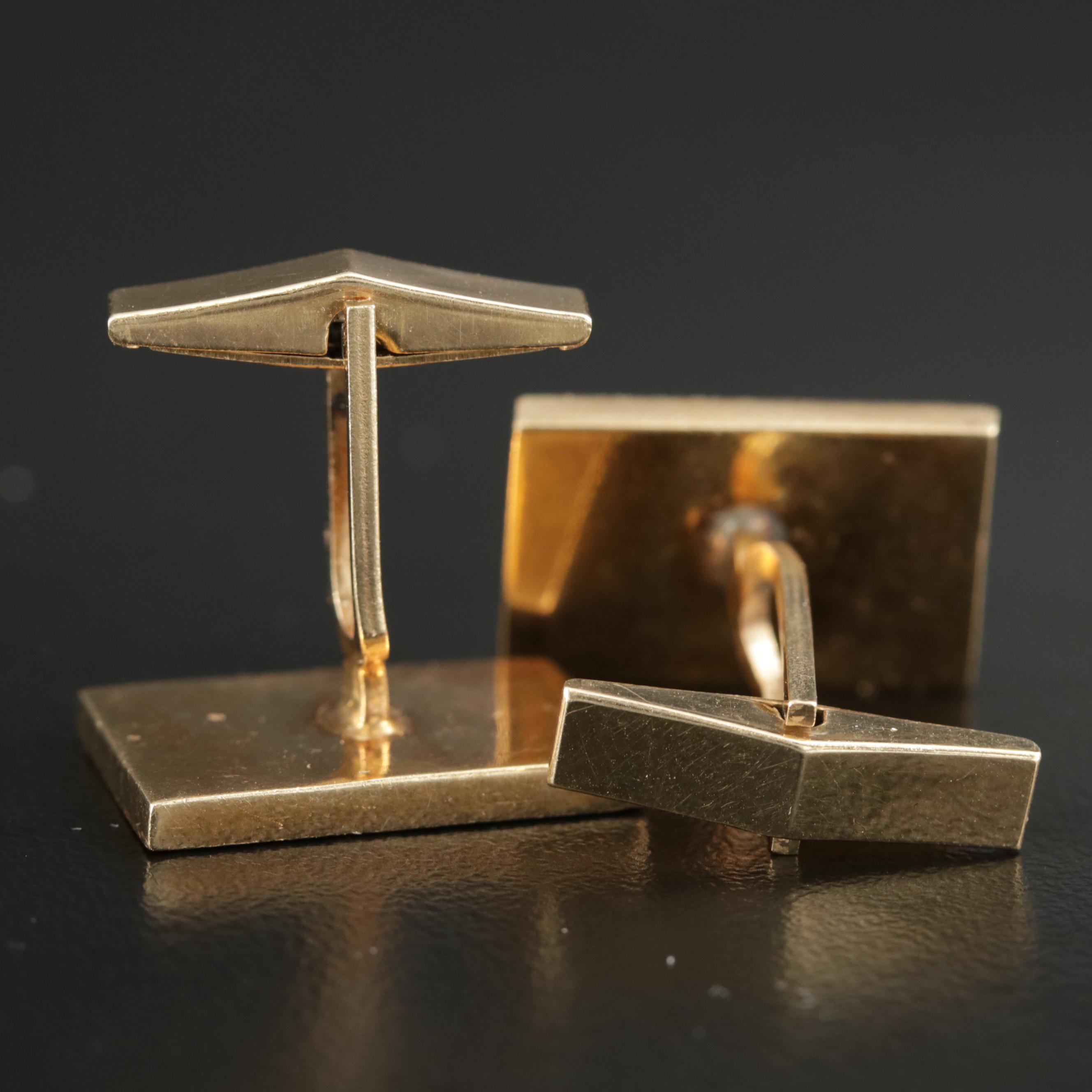14K Yellow Gold Personalized Florentine Texture Cufflinks