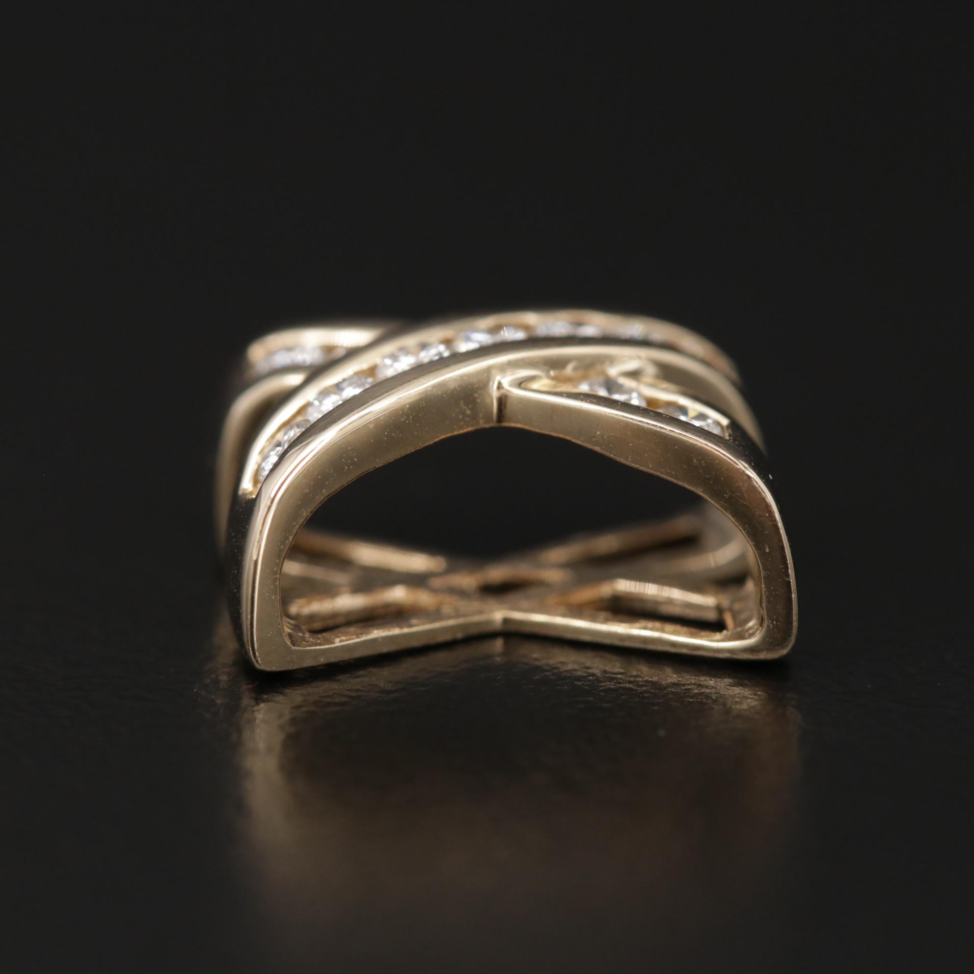 14K Gold Diamond "X" Slide Pendant