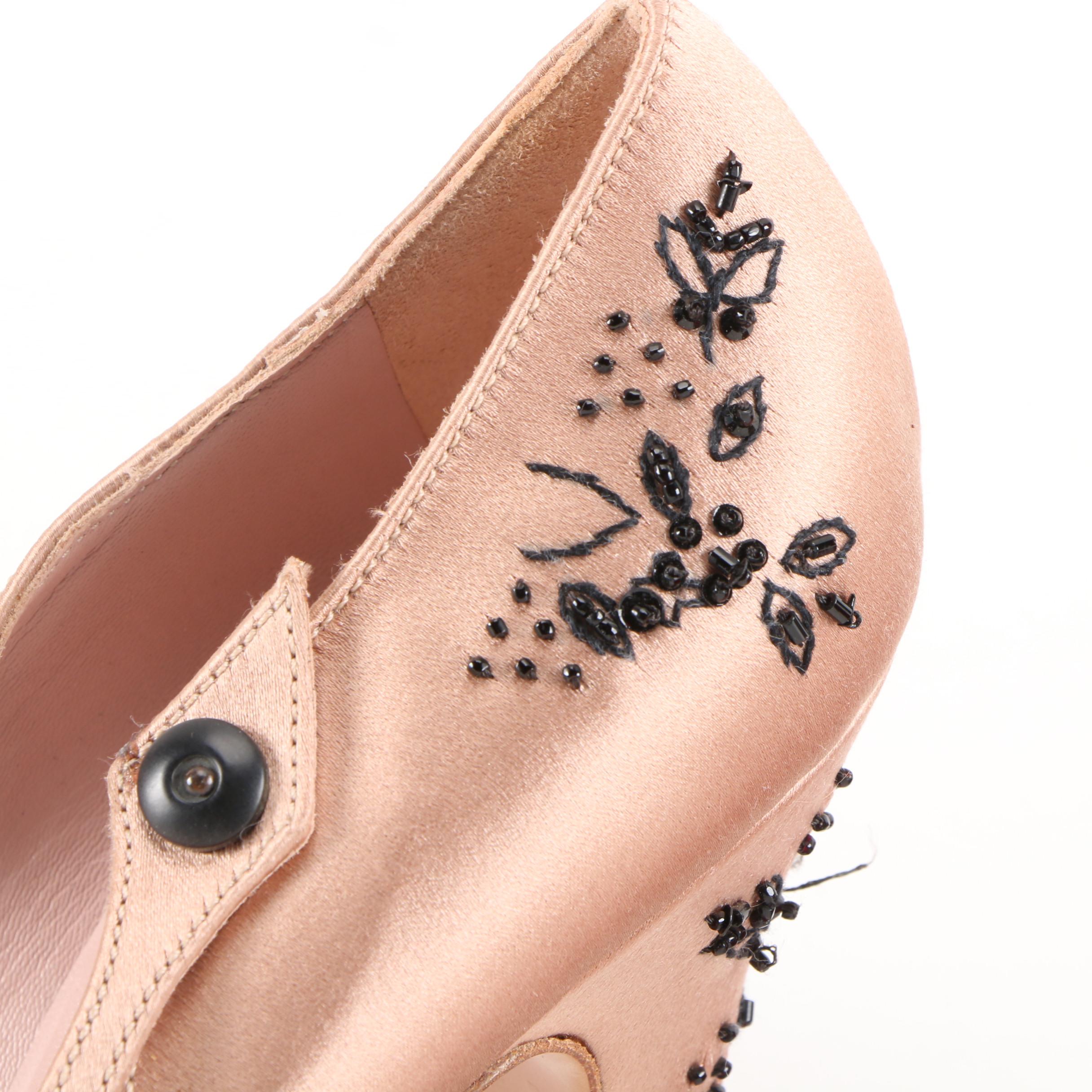 Prada Beaded Satin Heels and Marc Jacobs Satin Flats