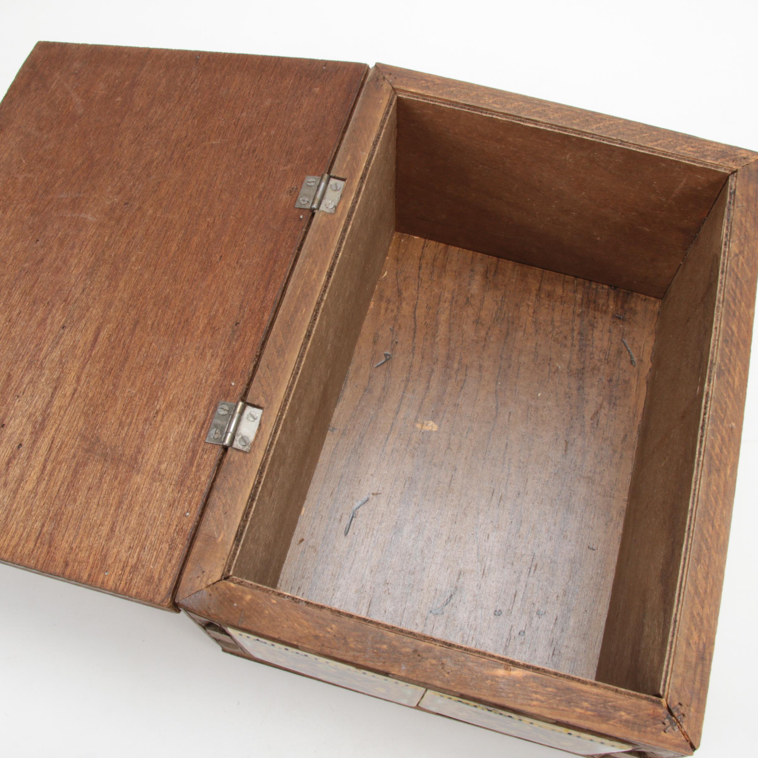 Ceramic Tile and Carved Wood Decorative Box