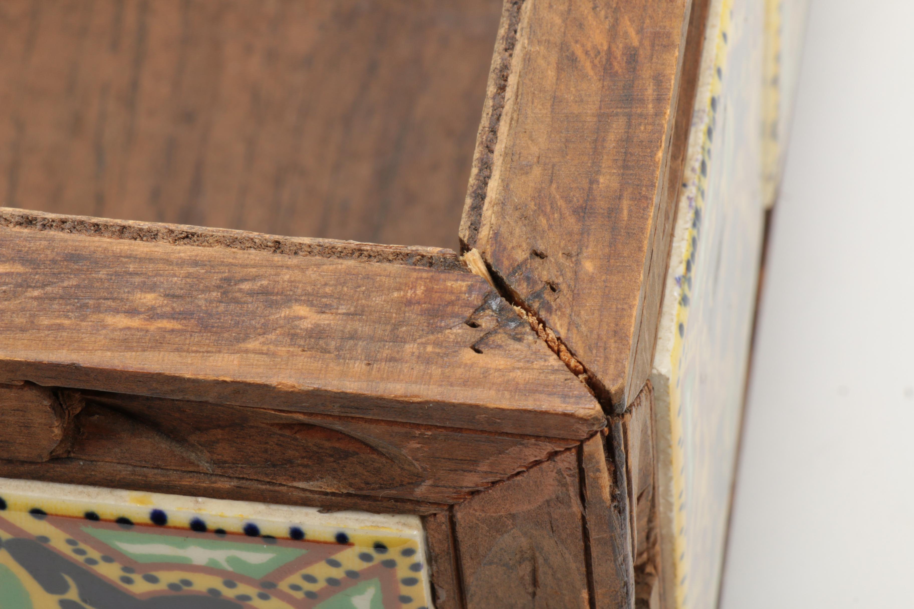 Ceramic Tile and Carved Wood Decorative Box