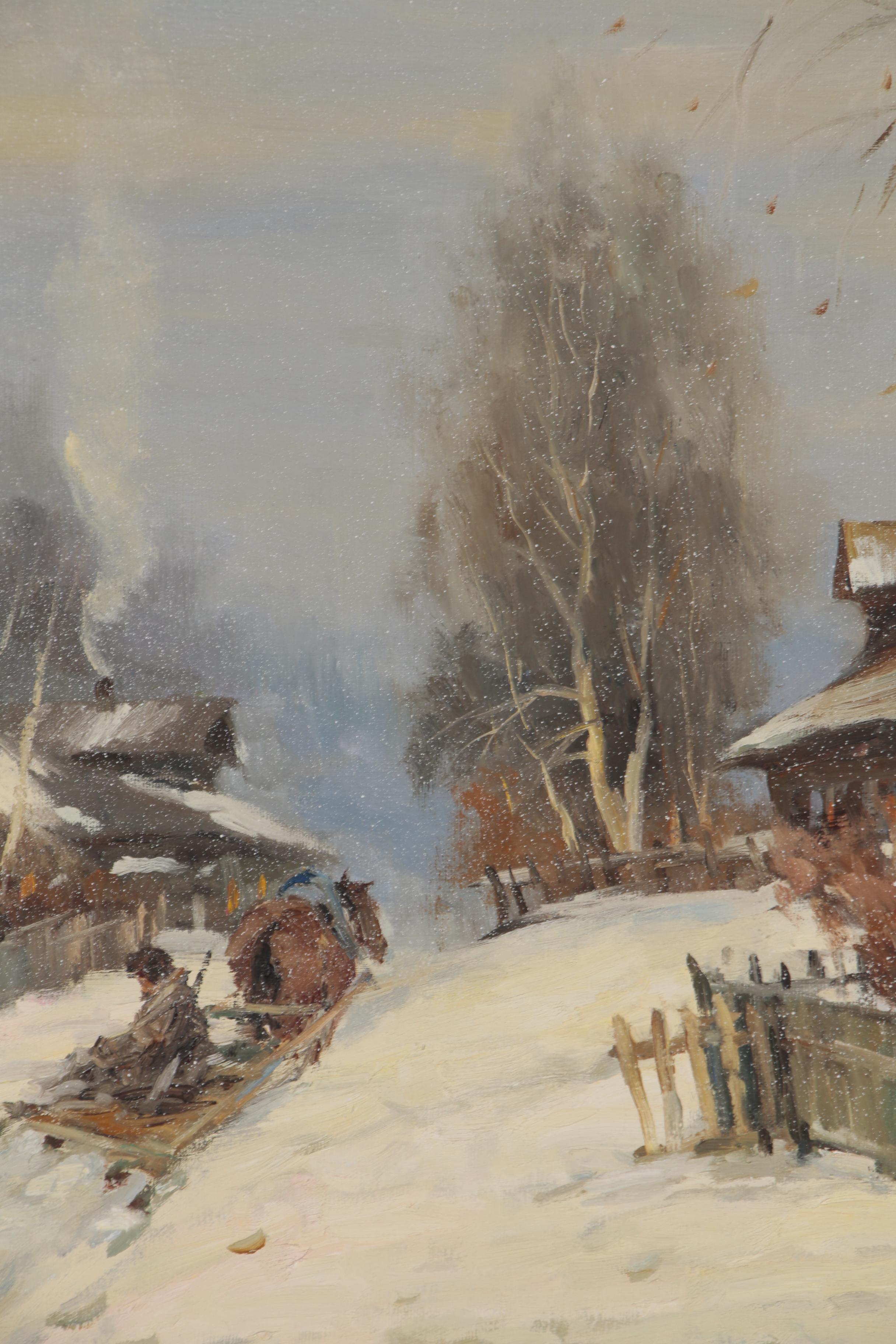 Valery Saidov Oil Painting "Village - Red Shutters"