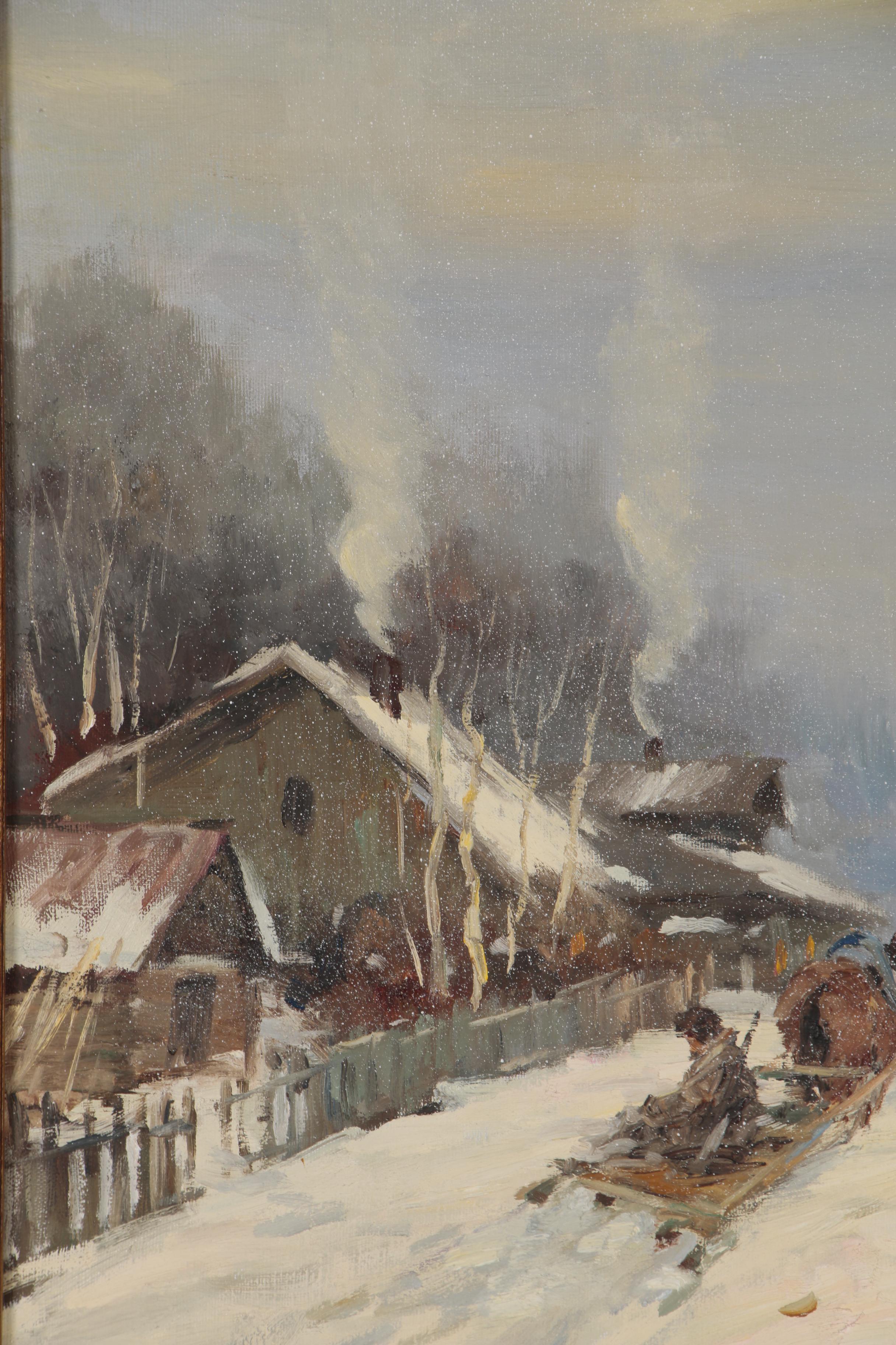 Valery Saidov Oil Painting "Village - Red Shutters"