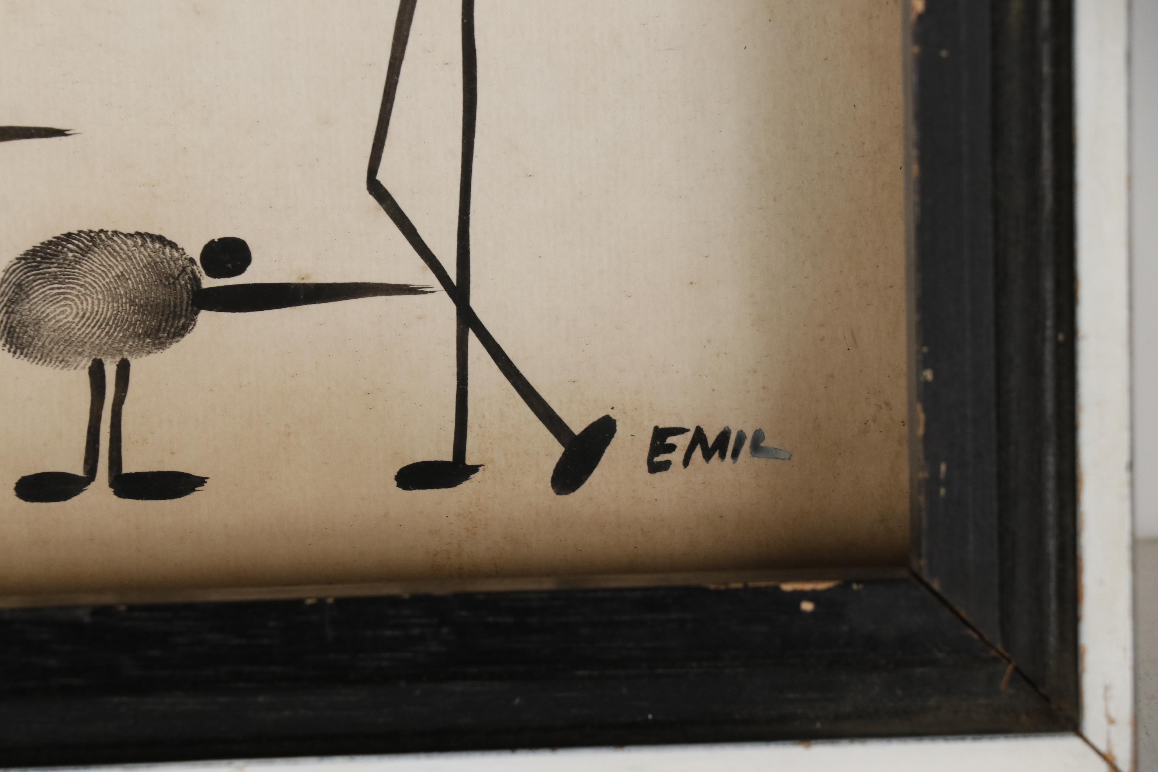 Emil Fingerprint Ink Drawing